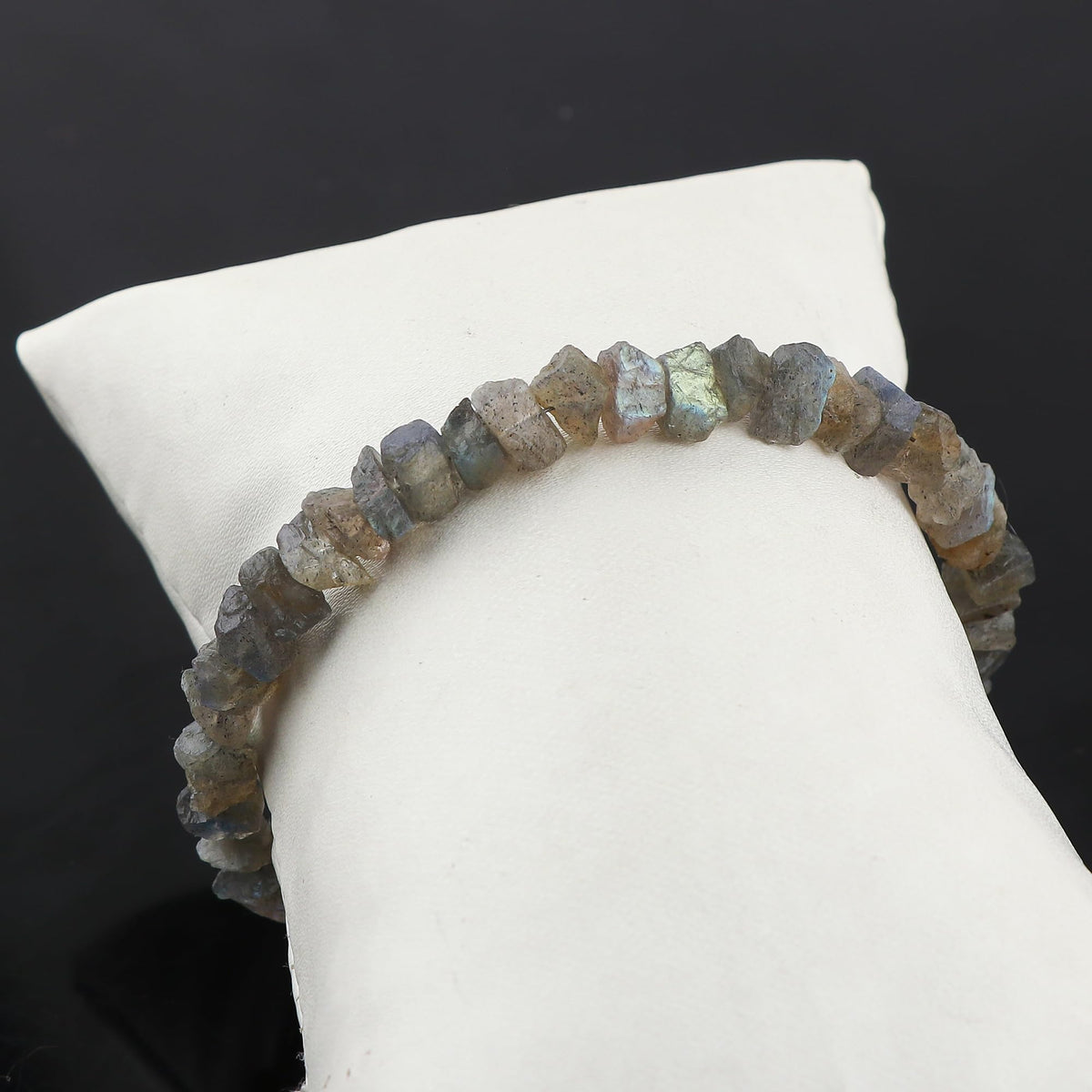CRYSTALIS Natural Raw Labradorite Rough Stones Bracelet, Rough Gemstones, Chakra Healing Crystals, Gift Giving Jewelry, 925 Sterling Silver Womens Bracelet 8 inch