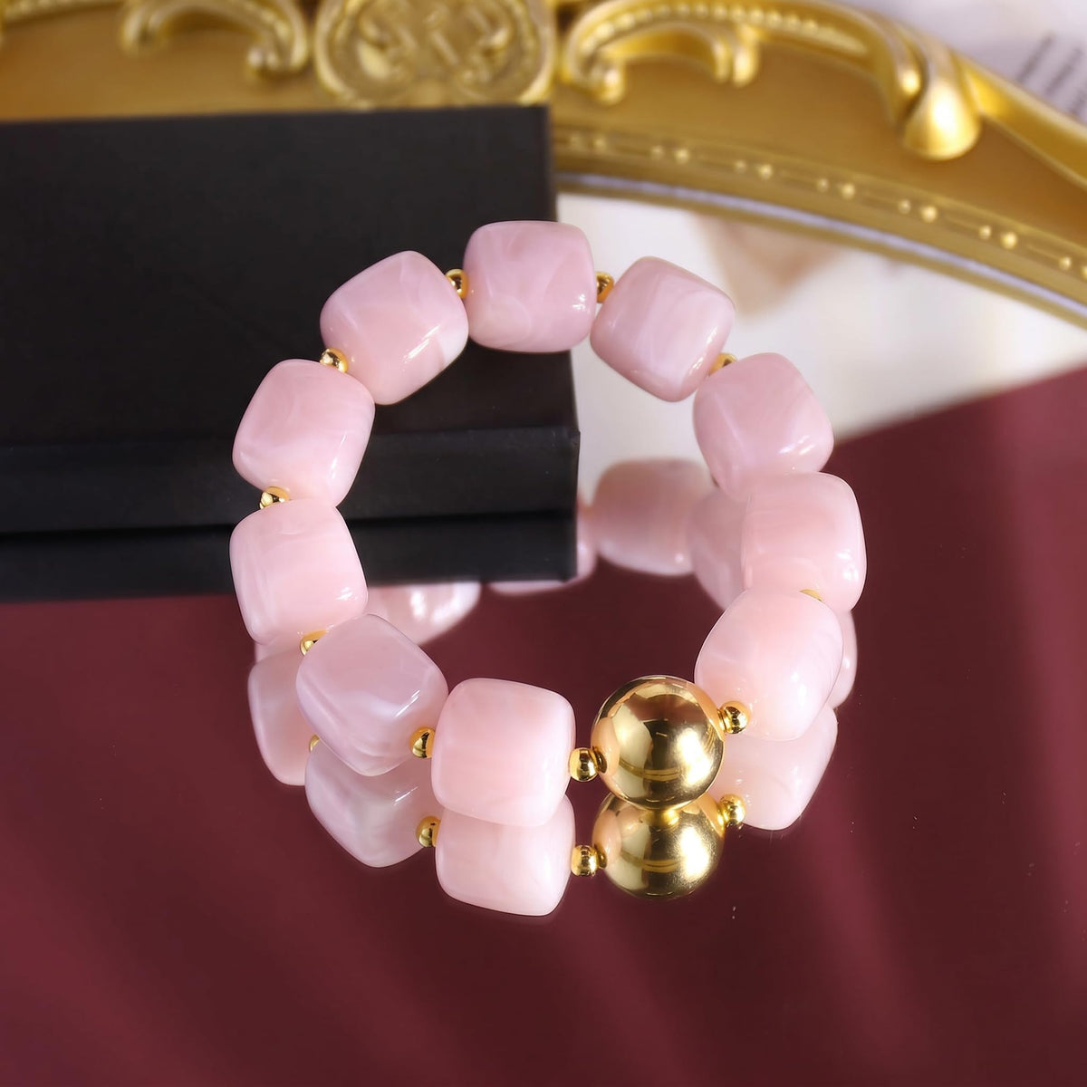Sidlens Pink Beaded Bracelets for Women Trendy Chunky Bracelet Beaded Boho Jewelry Summer Bracelets Statement Bracelet Vacation Beach Accessories