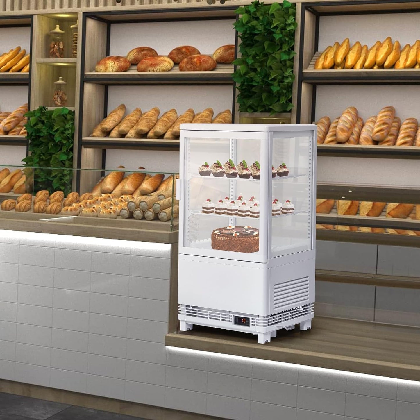 GAOMON Kxr33SQBkJRMmt1QW8Wgdw3et 8ED27DQXDW03 Countertop Refrigerator Cu.Ft. Bakery Display Case, 2.1 Cubic Feet, White