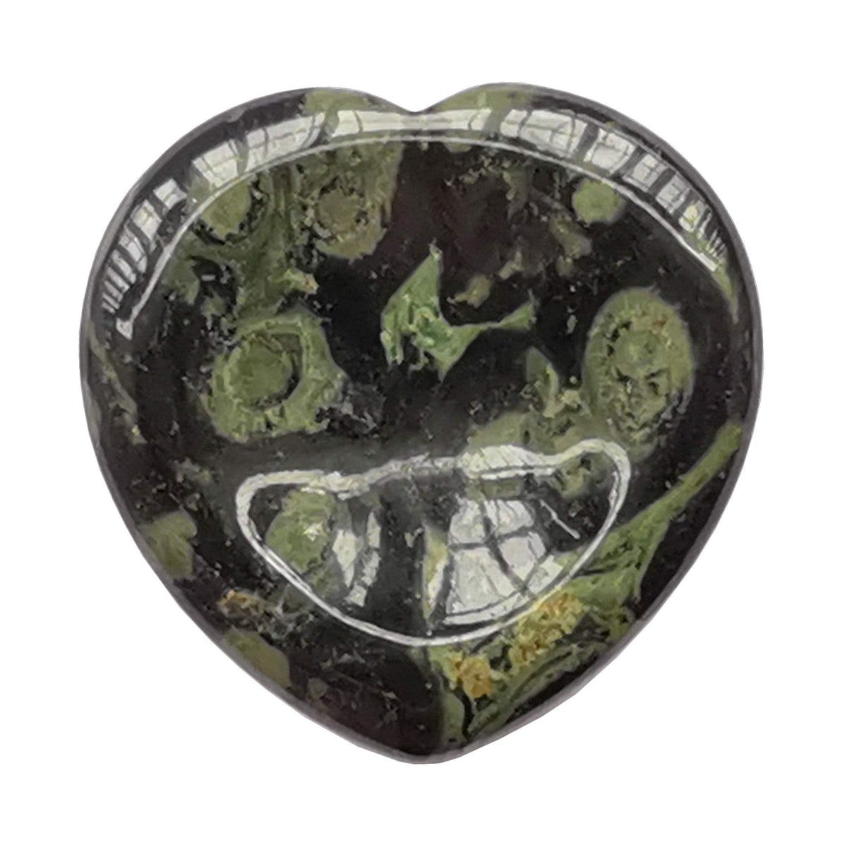 Bacatgem Natural Kambaba Jasper Heart Chakra Thumb Worry Stone,Hand Carved Healing Crystal Shaped Stone for Anxiety Stress Relief Meditation