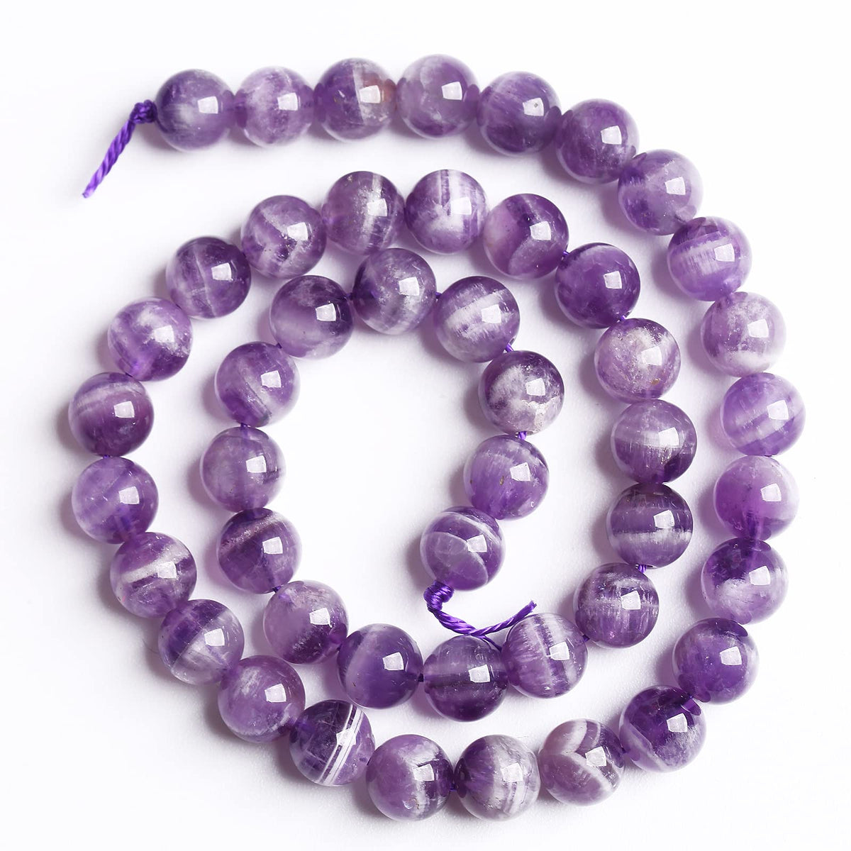 6MM 61PCS Purple Amethyst Dream Lace Beads Natural Quartz Crystal Stone Loose Beads for Jewelry Making DIY Bracelet Grade A+ 15 inches Strand