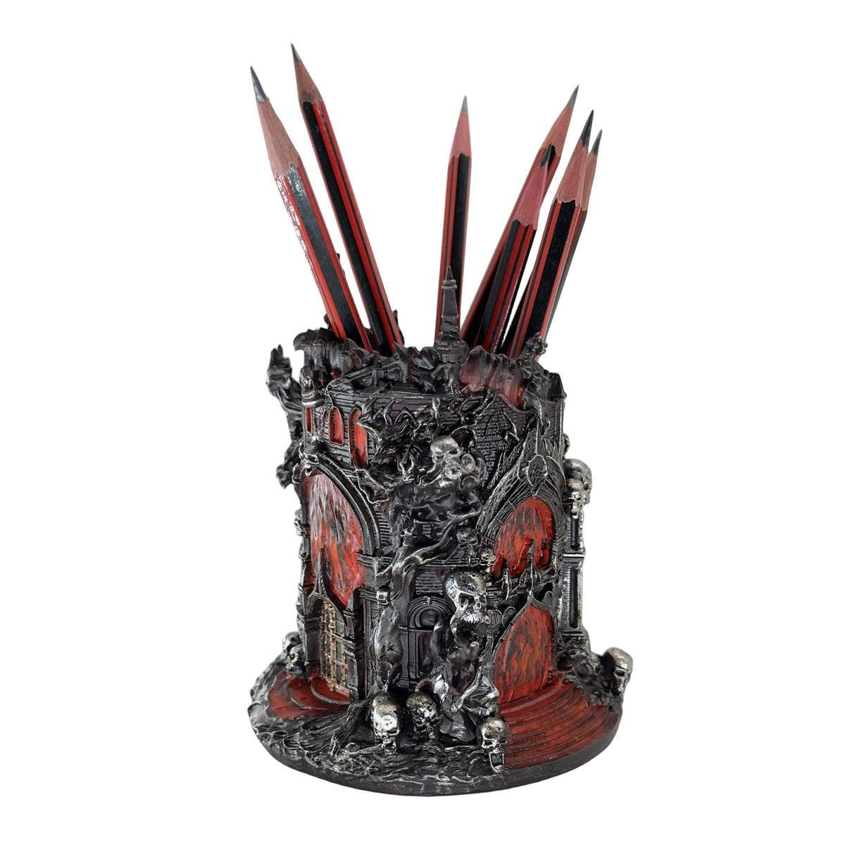 LOOYAR Dante's Inferno Resin Castle Pen Holder and Aquarium Décor - Medieval-Themed Desk Ornament