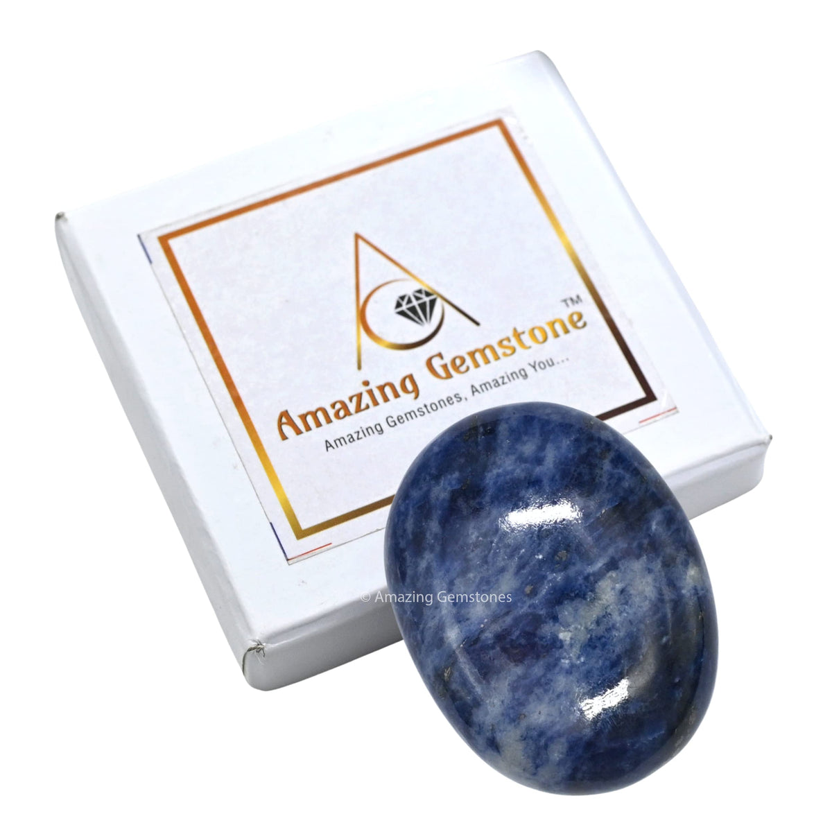 Amazing Gemstone Sodalite Crystals and Healing Stones - Large Palm Stone Crystals Piedra - Crystal for Good Luck, Balanced Positive Energy, Meditation - Unique Stocking Stuffers Gifts for Women, Men