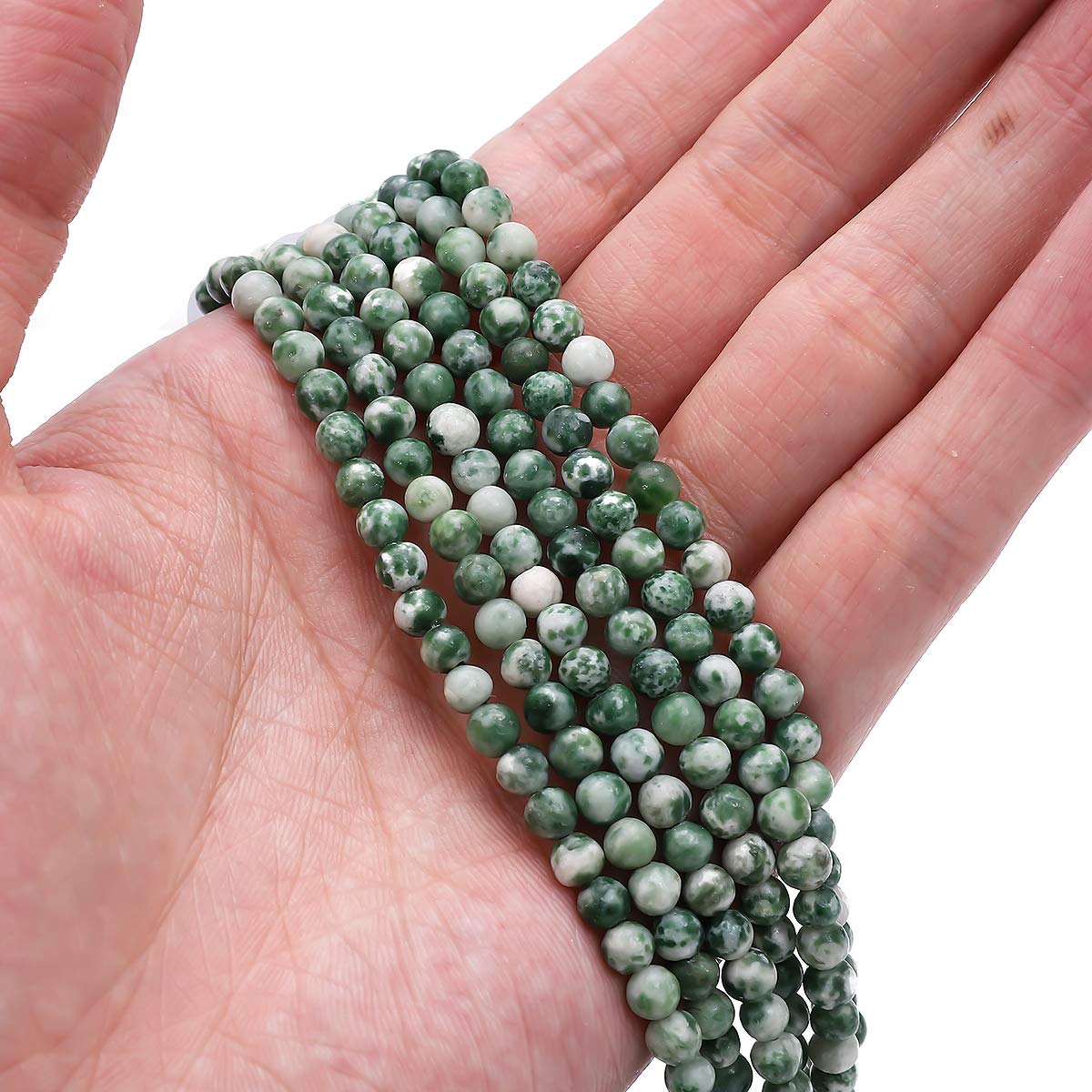 BEADIA Natural African Jade Stone Round Loose Semi Gemstone Beads for Jewelry Making 4MM 38cm/Strand