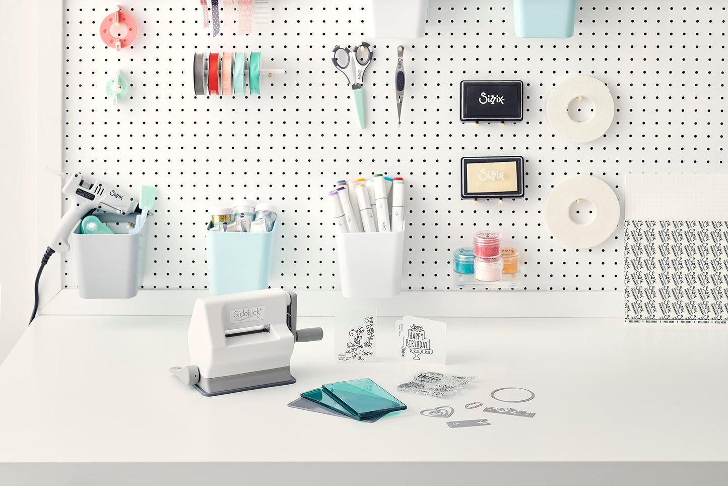 Sizzix Sidekick Starter Kit 661770 Portable Manual Die Cutting & Embossing Machine for Arts & Crafts, Scrapbooking & Cardmaking, 6.35 cm Opening, 2.5" Opening, White