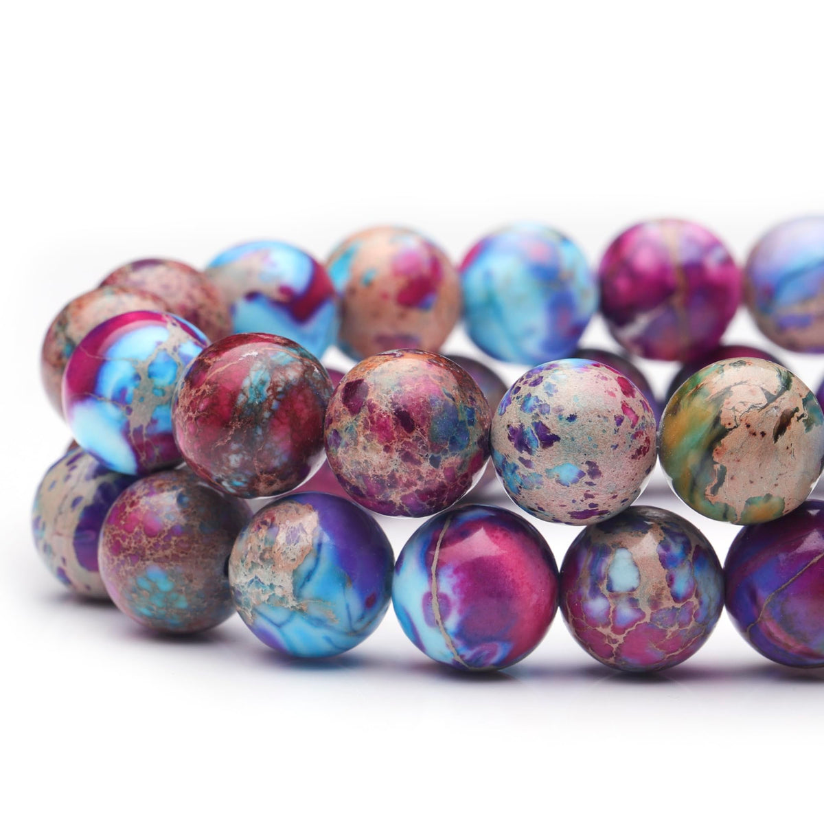 Youngbling Natural Gemstone Beads for Jewelry Making,6mm Purple-red Imperial Jasper Polished Round Smooth Stone Beads for Bracelet Necklace 15 Inch