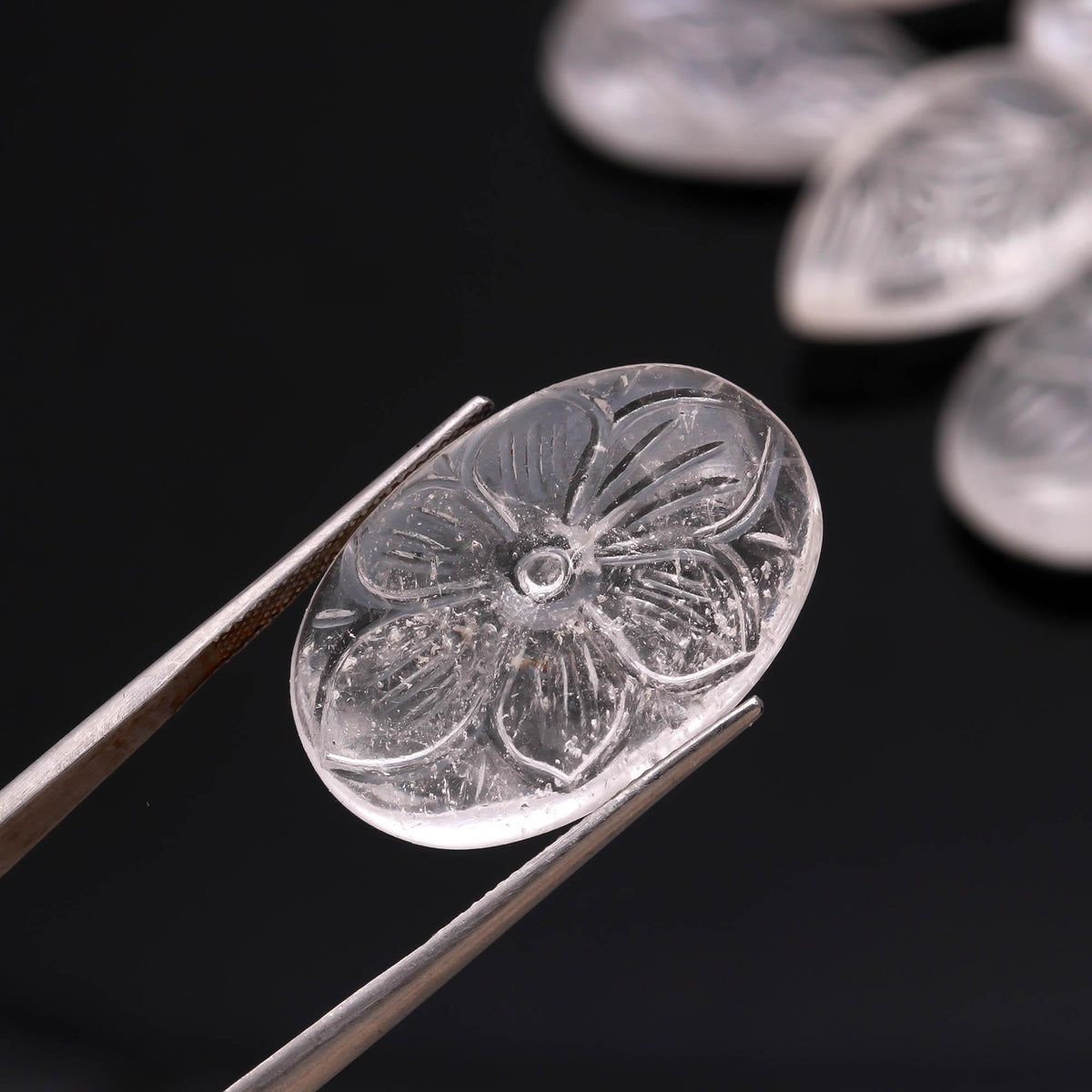TGH Natural Clear Quartz Gemstones Carving Wholesale Cabochons Lot, Jewelry Making Loose Gemstone, Polished Gems, DIY, Wire Wrapping, Reiki, Wikka, Healing Crystals, Bulk Gemstone Deal, Pack Of 3