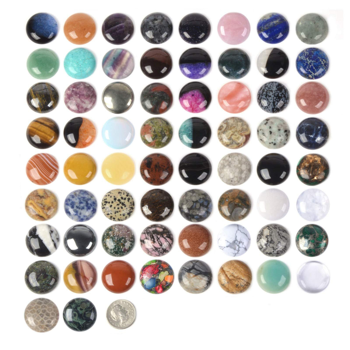 Wholesale Lot 24pcs Multi-color 30mm Gemstone Round Cab Cabochon For Jewelry Making