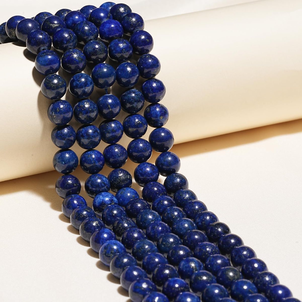 10mm Natural Lapis Lazuli Gemstone Beads Polished Round Smooth Stone Beads for Bracelets Jewelry Making 15inch Loose Beads