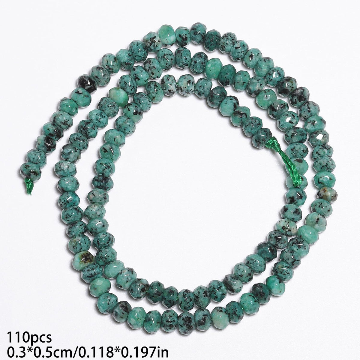 2 String 220PCS 3x5mm Natural Lake-Blue Color Speckled Beads for Jewelry Making, Songxi Facted Loose Gemstone Beads for DIY Bracelet Necklace Making Supplies with Energy Healing Chakra Power