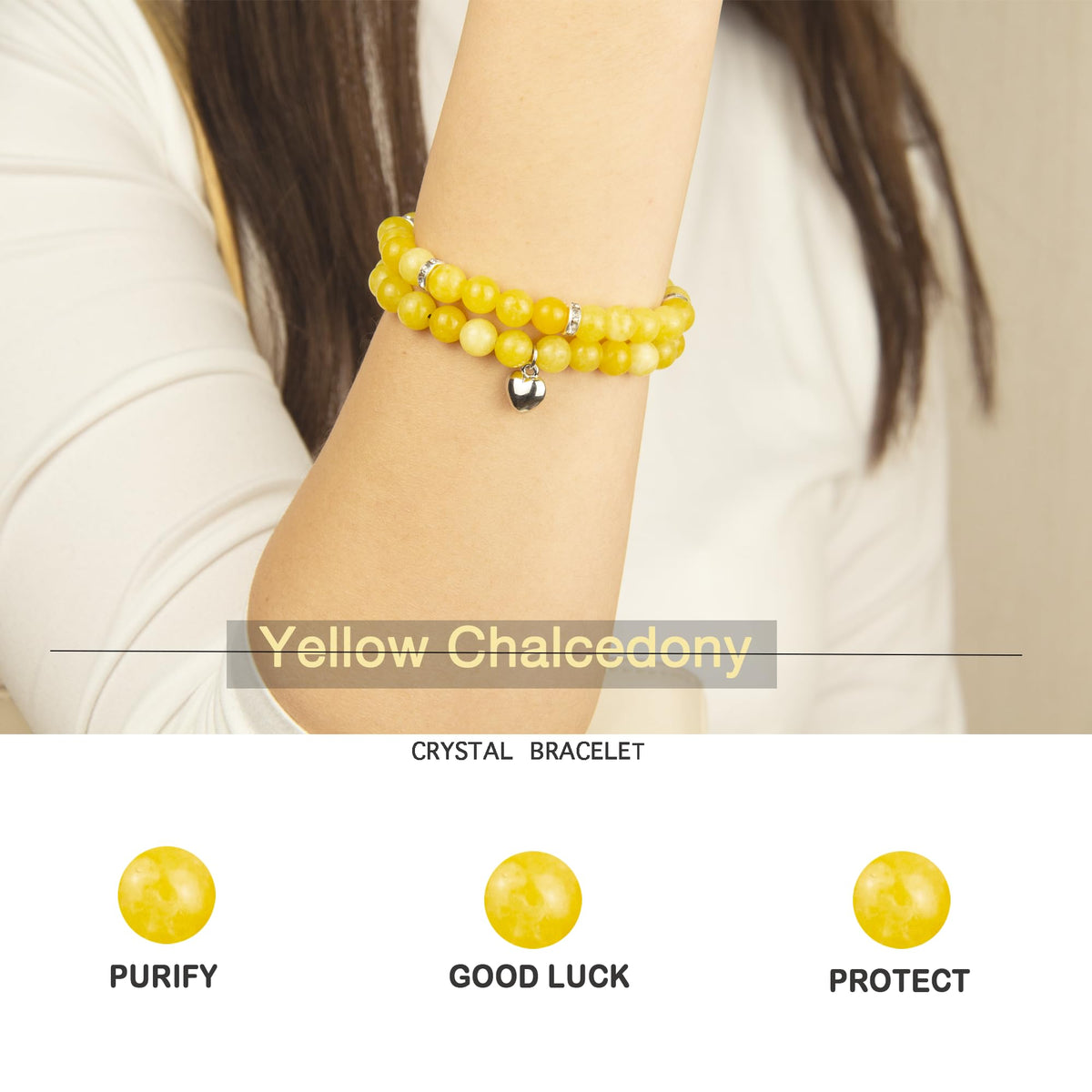 GDLKPYHS Healing Bracelets for Women - Citrine Bracelet - Healing Prayers Crystal Bracelet, 8mm Natural Stone Stress Relief Yoga Beads Get Well Soon Gifts