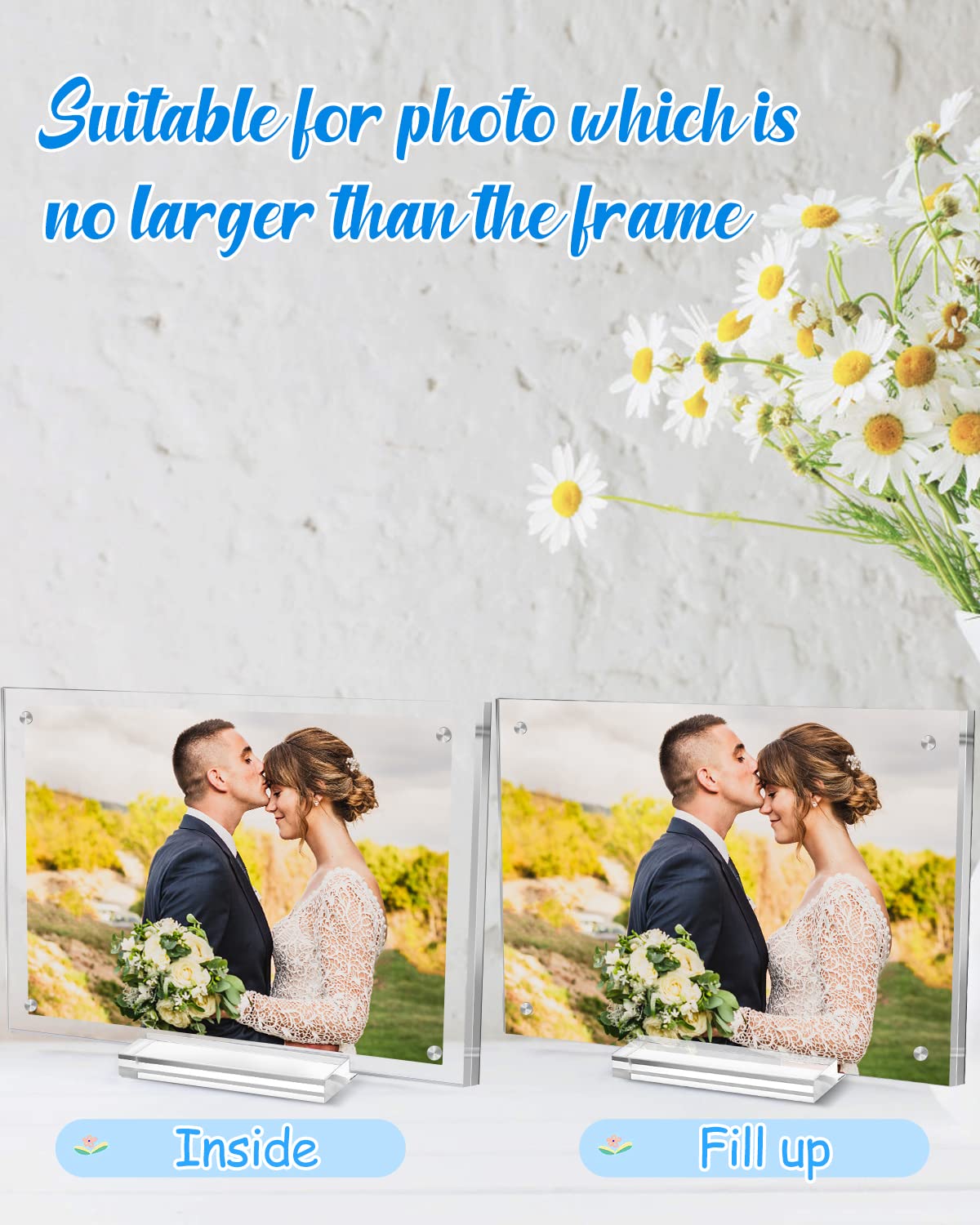 JUOIFIP 5 Pack Acrylic Picture Frame 5×7 Clear Double Sided Magnetic Photo Frame - Frameless Baby Friend Family Picture Desktop Display with Support Stand and Gift Boxes