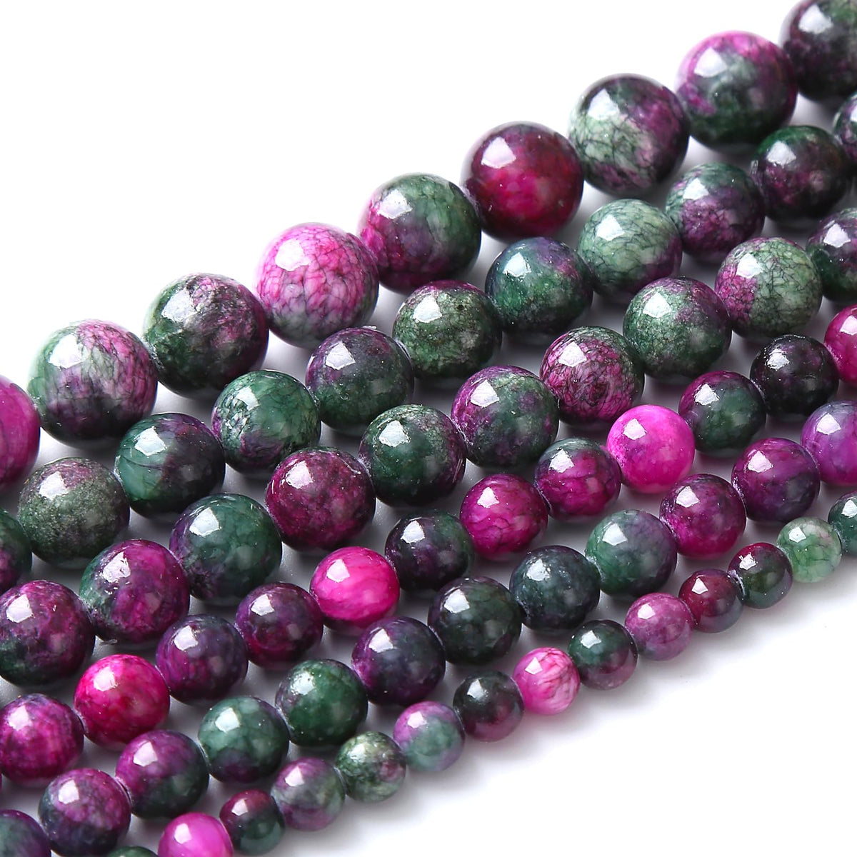 45pcs 8mm Natural Stone Tourmaline Persian Jade Beads Round Loose Beads for Jewelry Making DIY Bracelets Necklaces Crystal Energy Healing Stone Beads 15" (Tourmaline Persian Jade, 8mm)