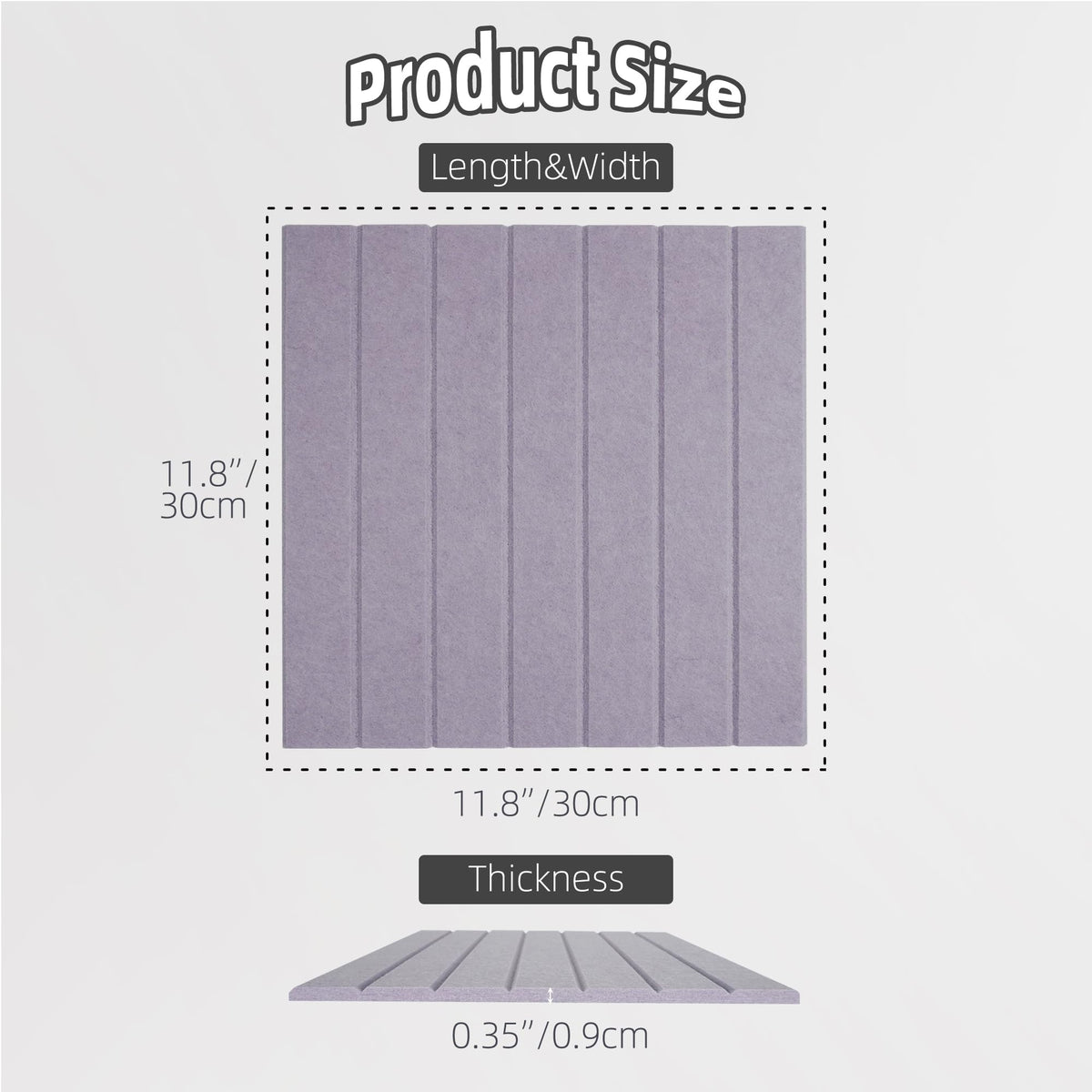 TENACR Cork Board Alternative-Felt Slat Wall Paneling,Office Bulletin Board for Decoration, Suitable for Displaying Photos and Documents, with Removable Adhesive Labels,12-Pack (Taro Purple)