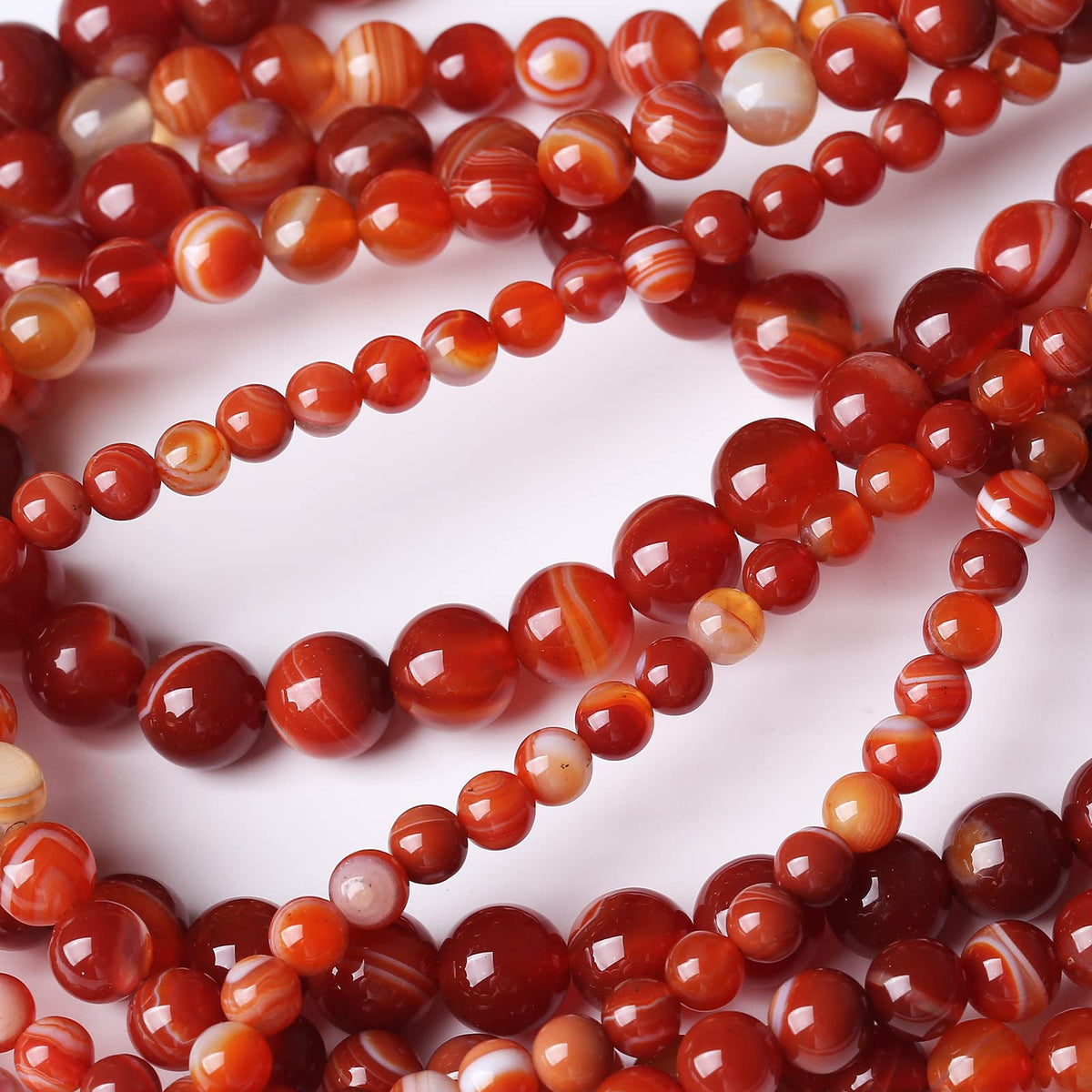 35PCS 10MM Natural Red Carnelian Stripe Agate Stone Beads Energy Healing Beads for DIY Jewelry Bracelet Necklace Making for Jewelry Making15Inch
