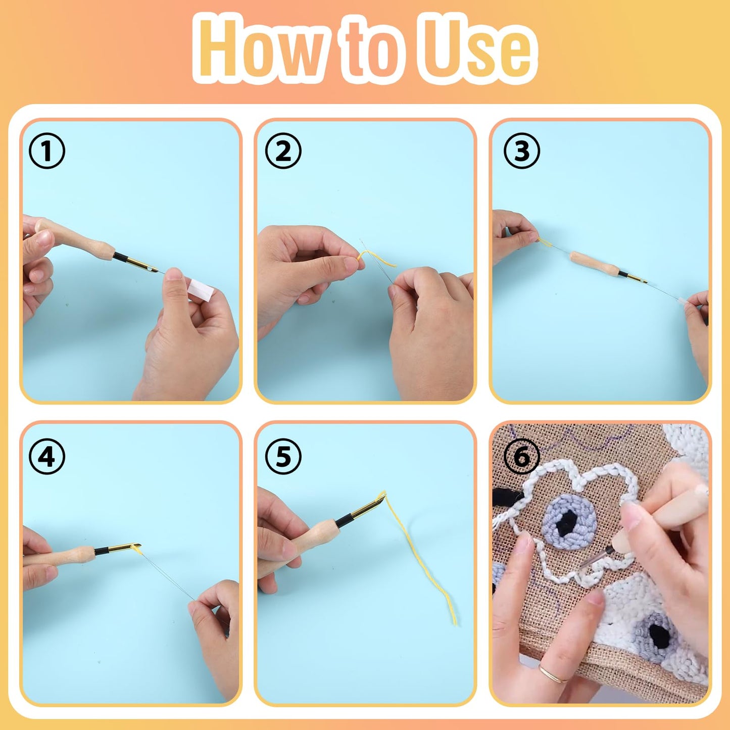 35 Pcs Punch Needle Kit, Punch Needle Tool Adjustable Punch Needle Embroidery Kits Include Wooden Handle Embroidery Pen Set, Big Eye Needles, Punch Needle Cloth - Valentines Gifts for Adults Beginne