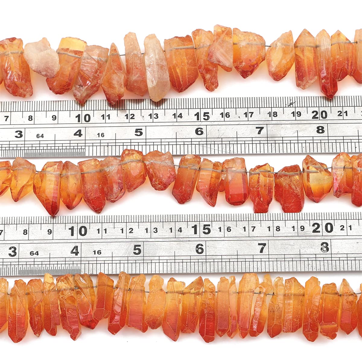 BEADIA Amber Titanium Coated Crystal Quartz Spike Point Stick Beads Rough 1.0"-1.5" for Jewelry Making 15 Inch/Strand
