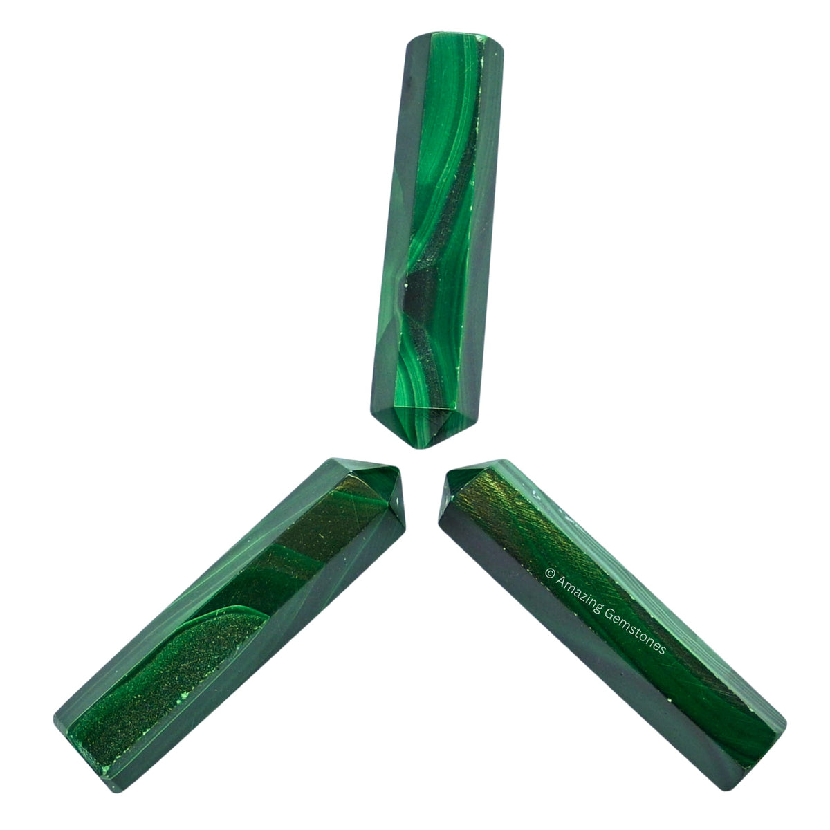 Amazing Gemstone Malachite Crystal Points Bulk Healing Crystals&Stones - Pack of 3 Single Terminated Healing W& Point Bulk Crystals for Crafts, Crystal Grid, DIY Work - Premium Crystals