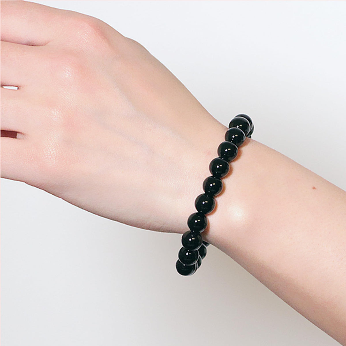 Cryhand Handmade 8mm Beaded Bracelets For Men Protection Bracelet For Women Chakra Feng Shui Stretchy Handmade Lucky Money Stretchy Crystal Bracelets Best Gifts (Black Tourmaline 2PCS)
