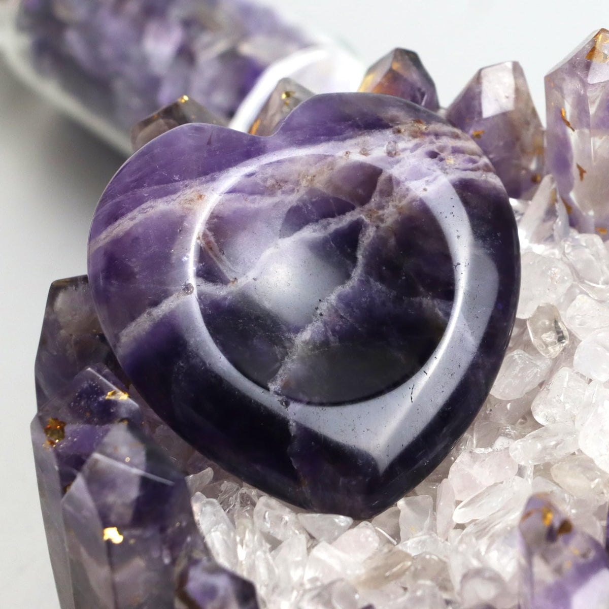 Thumb Worry Stone for Anxiety, 2PCS Amethyst Rose Quartz Heart Crystals and Healing Stones, Pocket Natural Stone Meditation Reiki Palm Thumb Stone Therapy Stress Relief Gift for Women