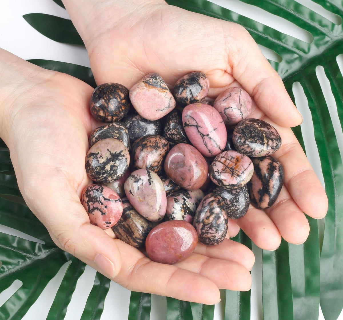 DUQGUHO Rhodonite Crystals Healing Crystal Stones Set Natural Crystals Bulk Irregular Stones 0.45 lbs