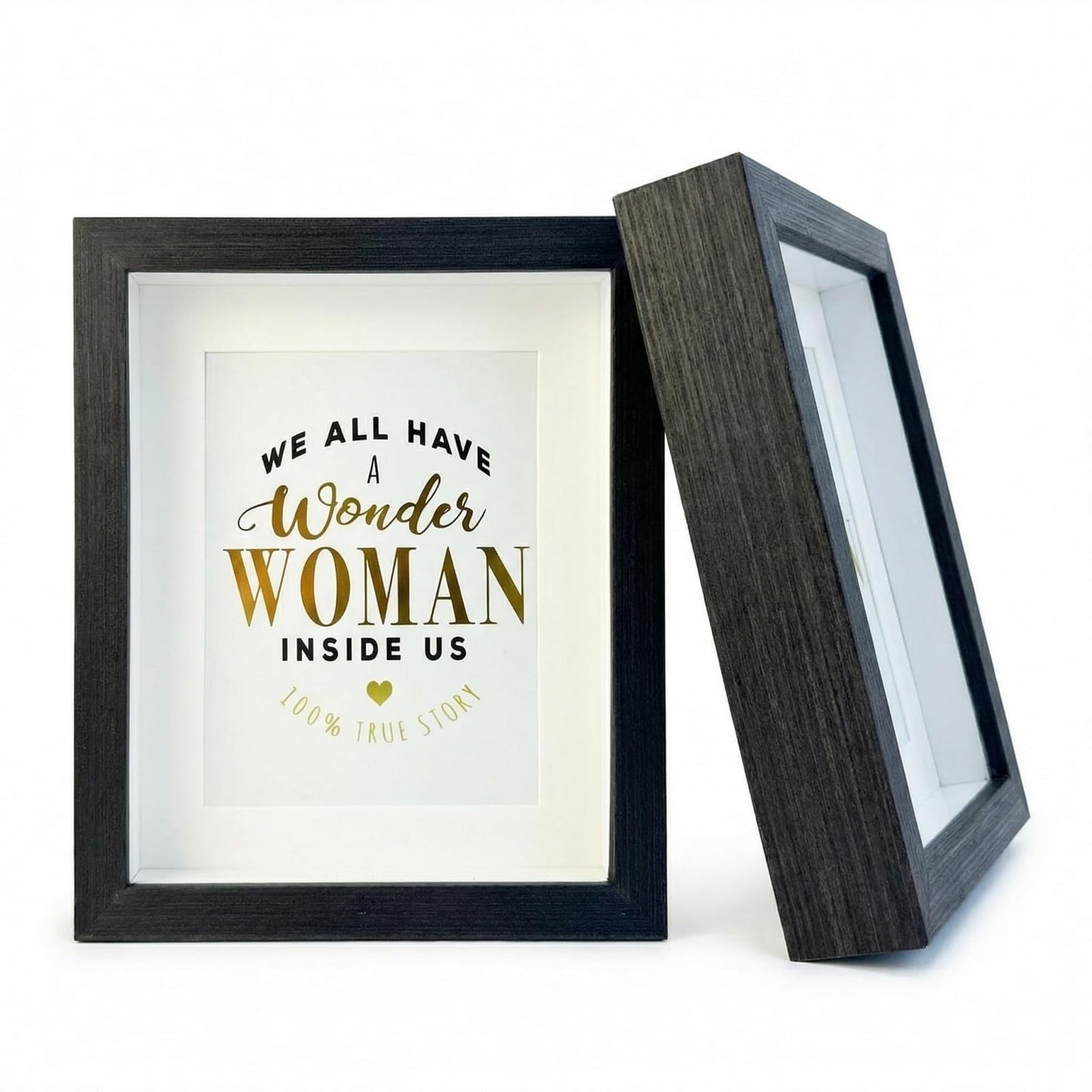 8x10 Picture Frame Black Deep Molding Shadow Box Frame Natural Wood Grain for Photos & Posters Tabletop Display and Wall Mount Vertical and Horizontal, 2 Pack (Carbonized Black)