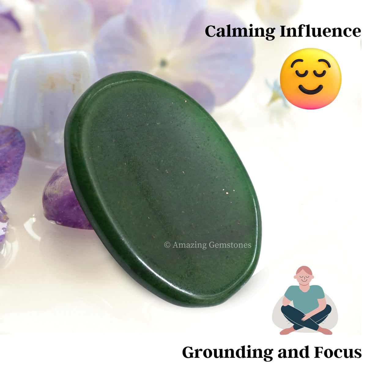 Amazing Gemstone Green Jade Aventurine Worry Stone Crystals and Healing Stones - Worry for Stress Relief Gifts - Piedra Crystal Fidget for Meditation - Unique Stocking Stuffers and Birthday Gifts