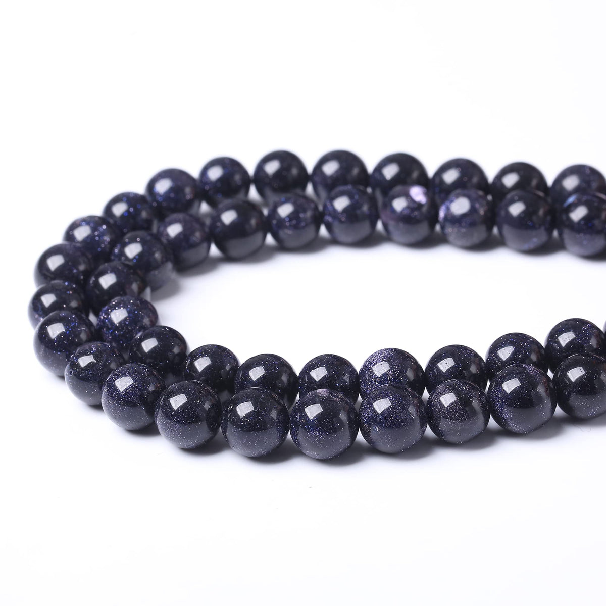 10MM Blue Sand Round Loose Beads Natural Gem Beads Crystal Energy Stone Beads for Jewelry Making DIY Bracelet Necklace