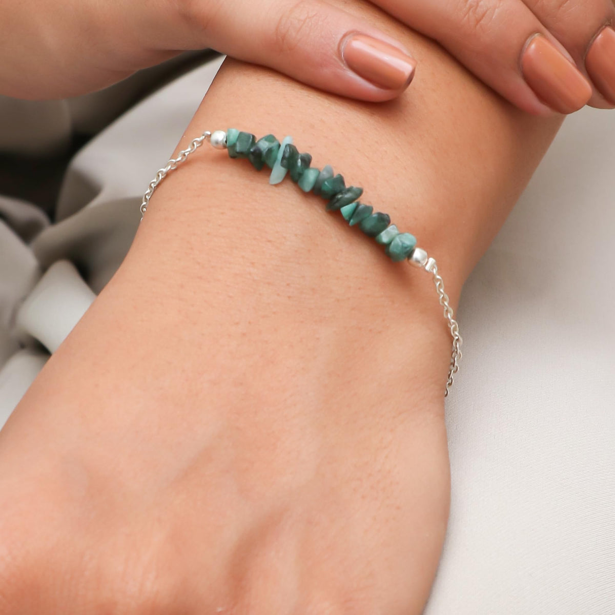 Gempires Natural Gemstone Chip Bar Bracelet for Women, Crystal Healing Bracelet, Multiple Gemstone Options, Adjustable Yellow Gold Plated Chain (7” + 1” Extender), Dainty Stackable Jewelry Gift for Her (Sodalite)