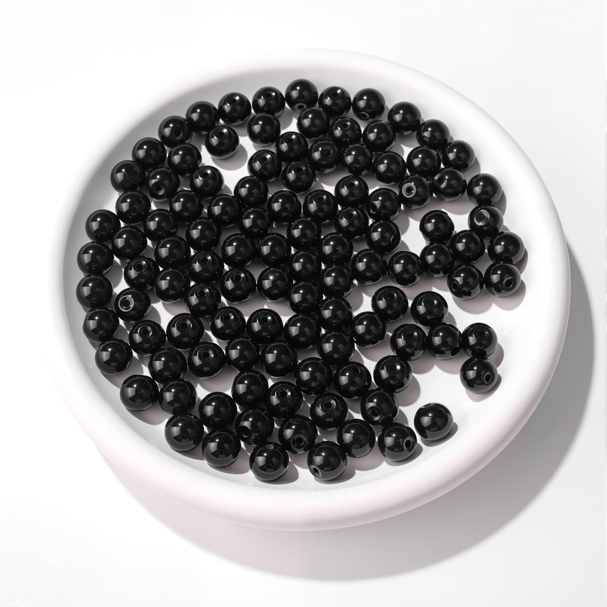 Raicegs 100pcs 8mm Black Tourmaline Beads Natural Gemstone Beads Round Loose Beads for Jewelry Making DIY Bracelets Necklace