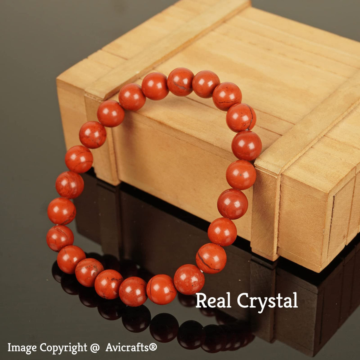 Avicrafts Natural Red Jasper Gemstone Bracelet 7" Inch Stretchy Chakra Gems Stones 8mm (0.31") Beads Healing Crystal Quartz Women Men Girls Birthday Gifts