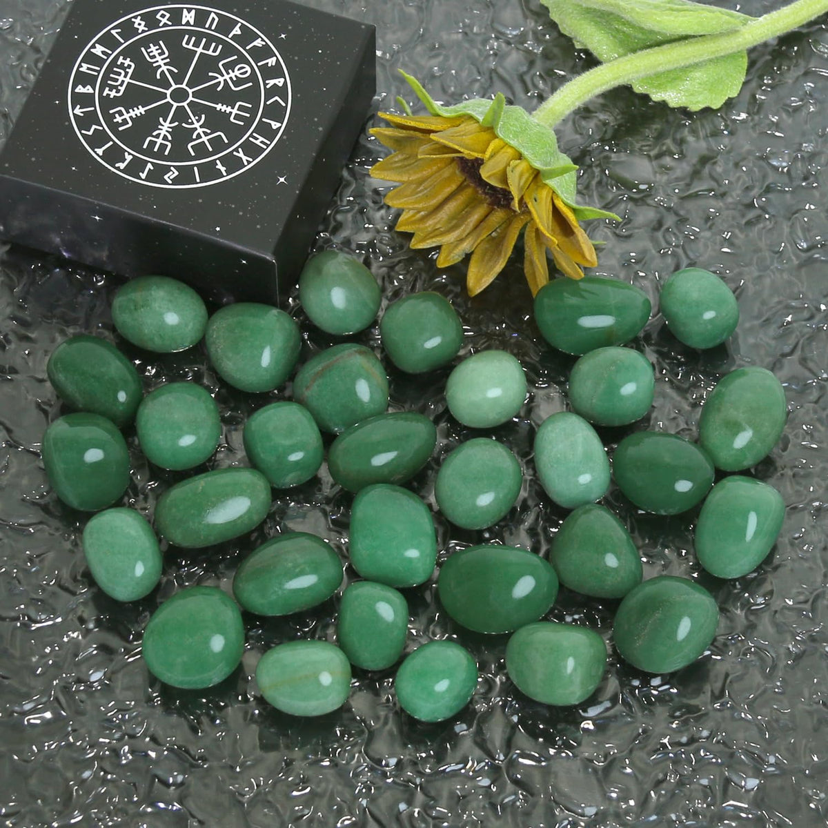 Namzi Brazilian Tumbled Polished Natural Green Aventurine Crystals, Crystals and Healing Stones Quartz Bulk for Wicca, Reiki, Healing Energy, Chakra Stones, Witchcraft Supplies(10 Pcs)