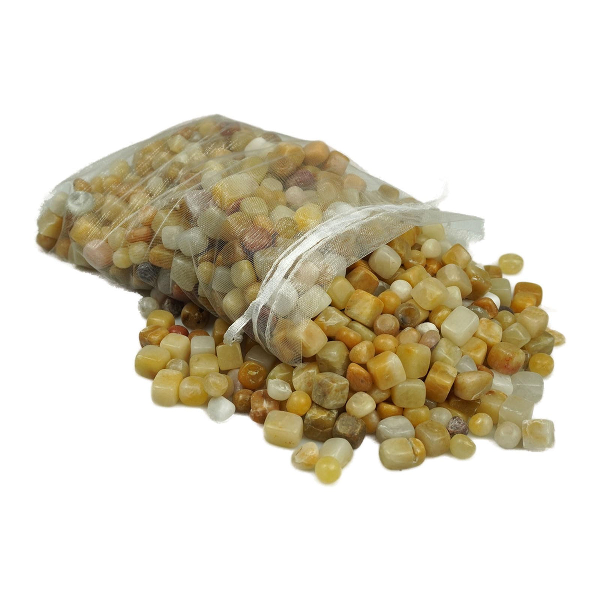 Sisamn 3LB Natural Yellow Jadeite Tumbled Stones & Points - Bulk Polished Crystals for Vase Filler, Aquarium Decor, Home Plants, Jewelry Making, Reiki Healing (3 Pound)