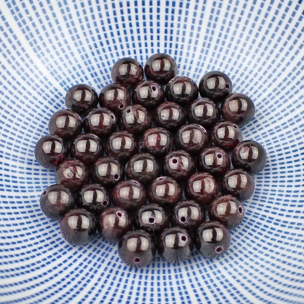 MJDCB Natural Stone Beads Garnet Round Loose Beads for Jewelry Making DIY Bracelet Necklace (8mm)