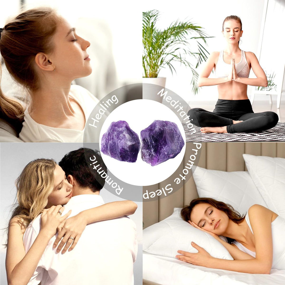 NUKAYAI 2Pcs Amethyst Crystal 1.8-2.2" Large Natural Stones Raw Healing Crystals Amethyst Crystal Rocks for Tumbling Purple Rough Polishing Fountain DIY Lapidary Cabbing Wire Wrapping Reiki Wicca Rock