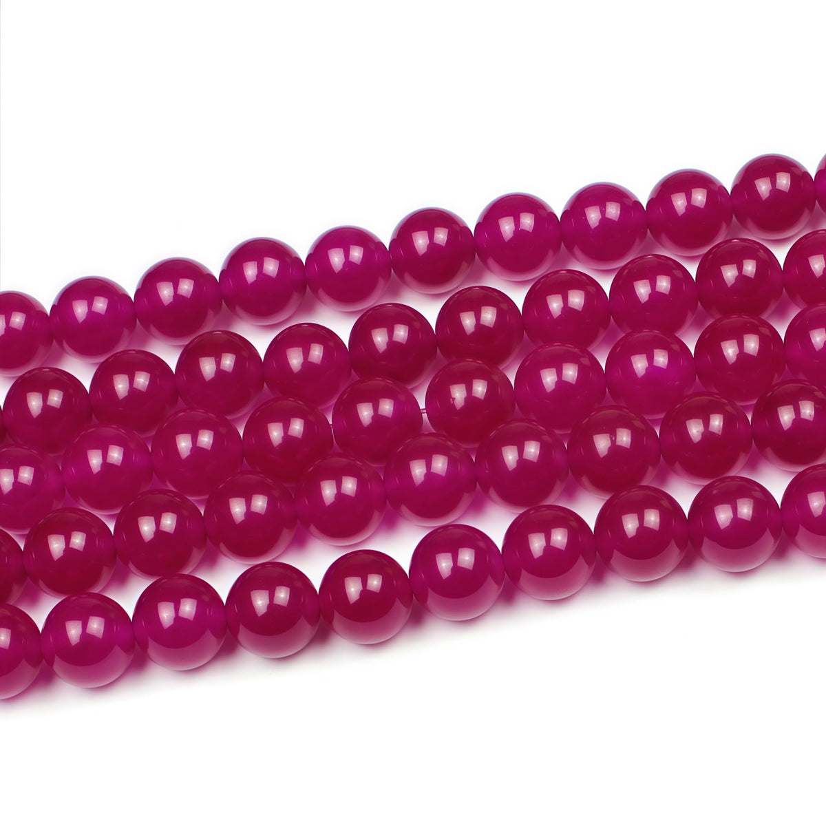 MJDCB Natural Rose Red Jade Round Loose Beads for Jewelry Making DIY Bracelet Necklac (12mm)