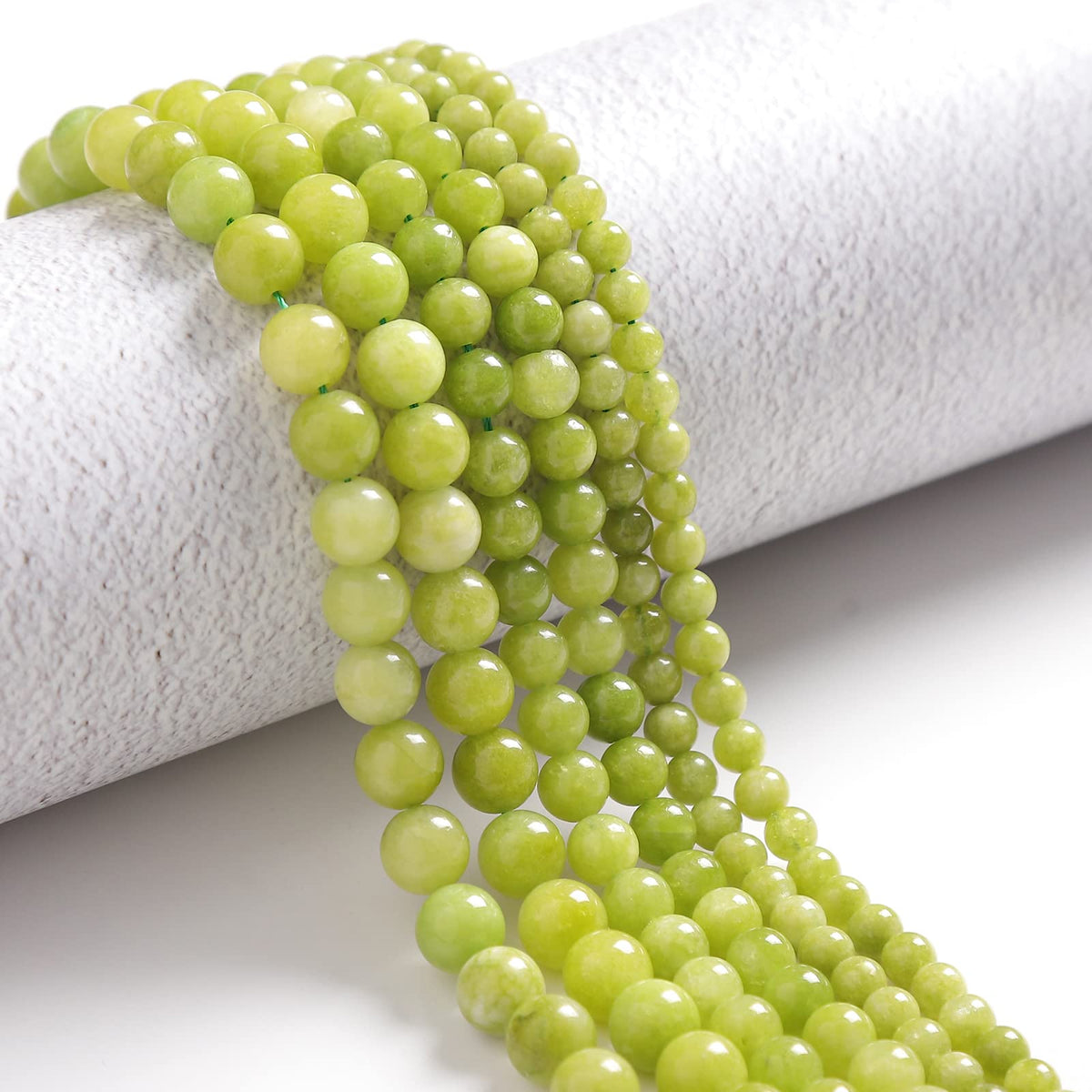 60pcs 6mm Peridot Loose Beads for Jewelry Making, Natural Semi Precious Beads Round Smooth Gemstone Spacer Beads Charms for Necklaces Bracelets