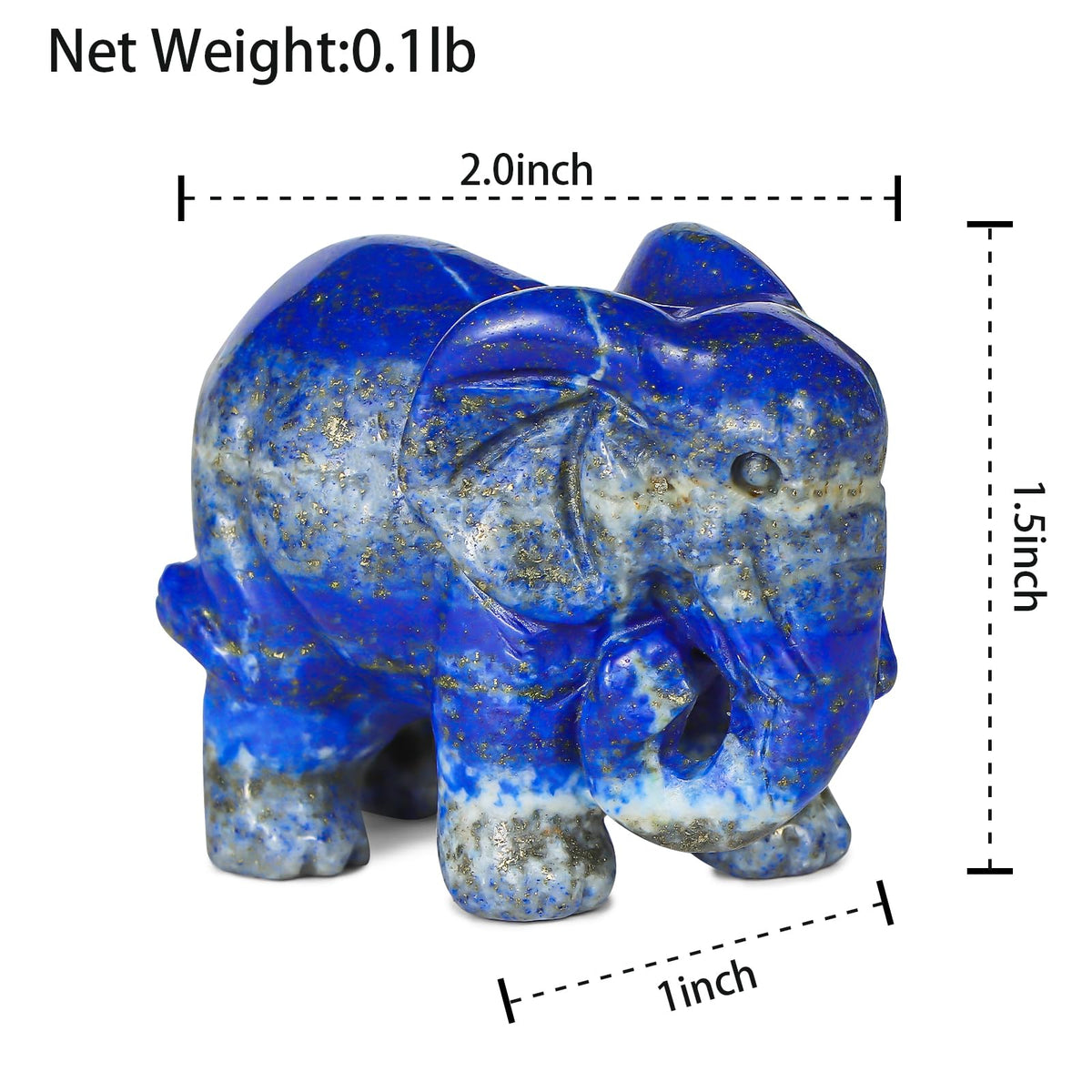SMQ Lapis Lazuli Crystal Elephant Statue - 2'' Blue Healing Stone Figurine for Desk Decor,Office Decor for Women,Elephant Gifts,Spiritual Animal Carvings Home Ornament