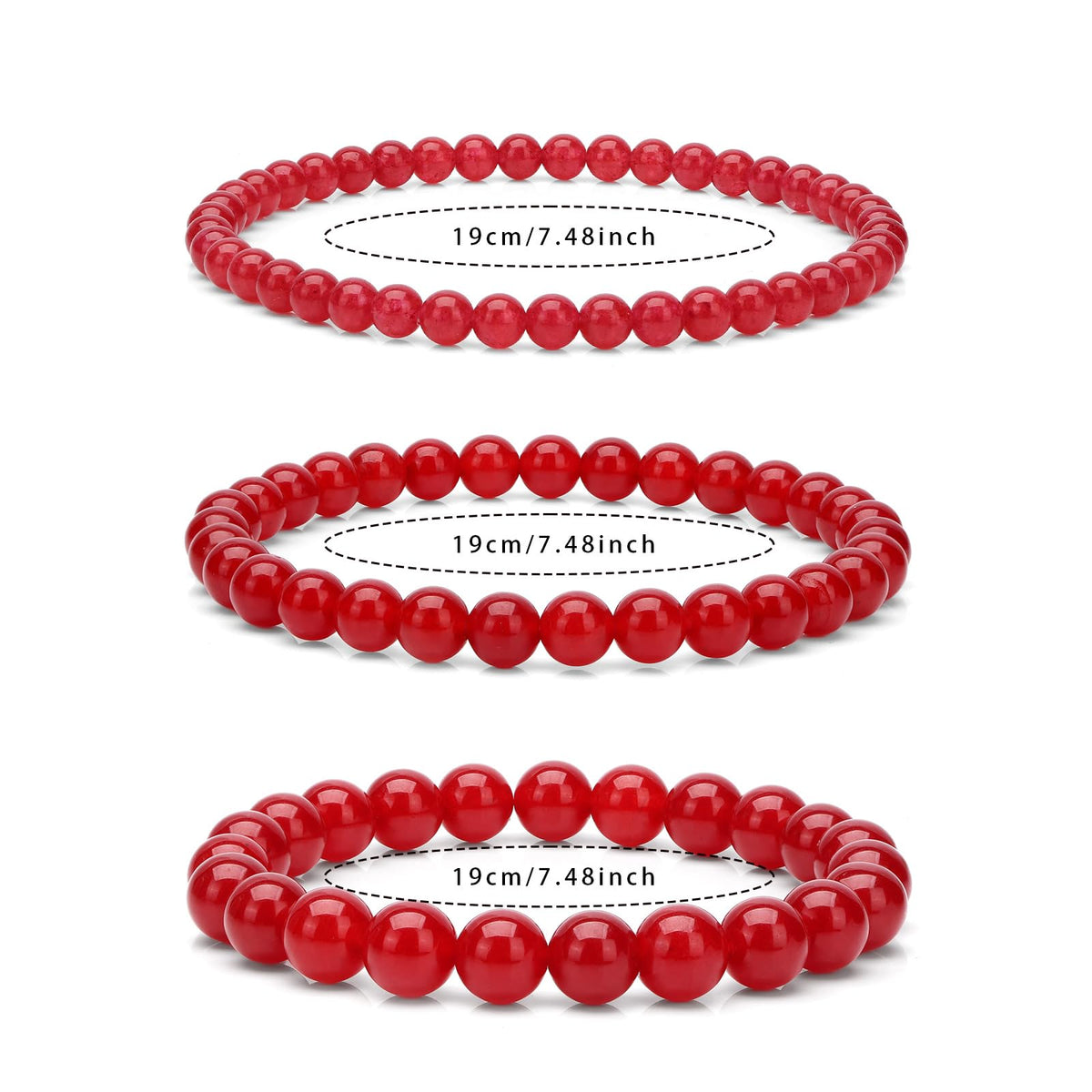 Risyfjew 4MM Handmade Carnelian Natural Gemstone Stretch Elastic Bracelet,PE Film Anti-oxidation Packaging Natural Stone Crystal Healing Power Energy Gifts for Adult