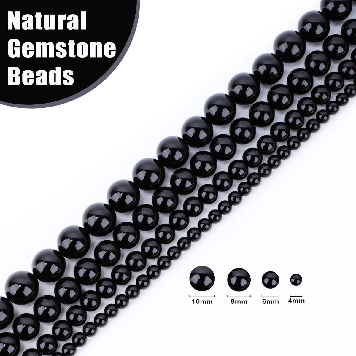 CMBYN Natural Stone Beads Round Genuine Real Stone Beading Strand Loose Gemstones DIY Smooth Bead for Bracelet Necklace Earrings Jewelry Making (Black Onyx, 10mm 36 Pieces)
