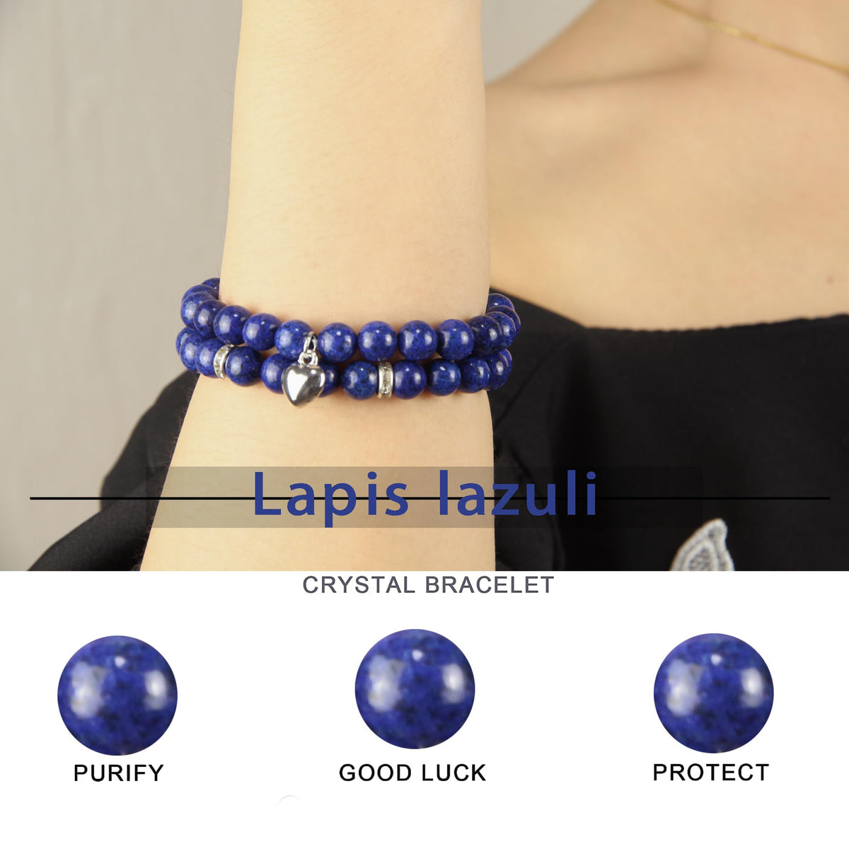 GDLKPYHS Healing Bracelets for Women - Lapis Lazuli Bracelet - Healing Prayers Crystal Bracelet, 8mm Natural Stone Stress Relief Yoga Beads Get Well Soon Gifts
