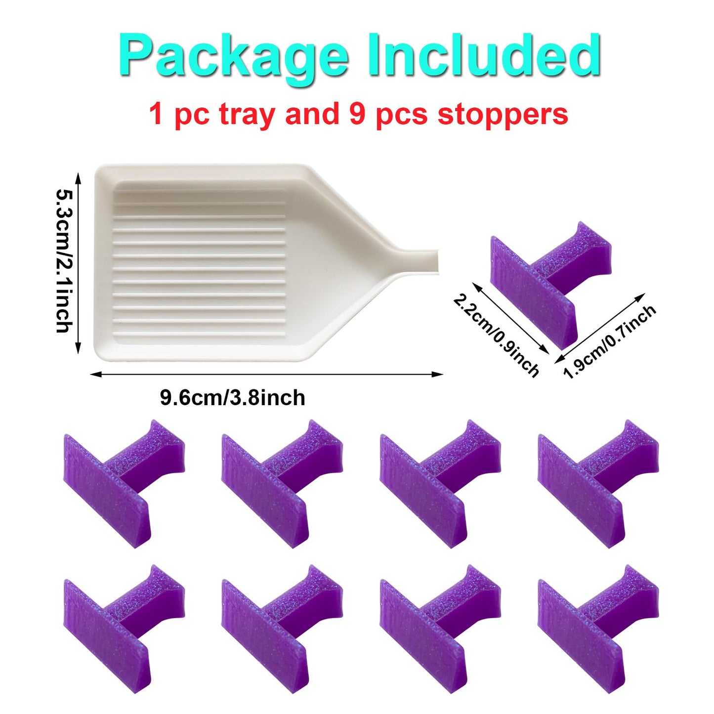9 Pieces Purple Stoppers for Diamond Painting Tray Small White, Diamond Art Tool Accessories