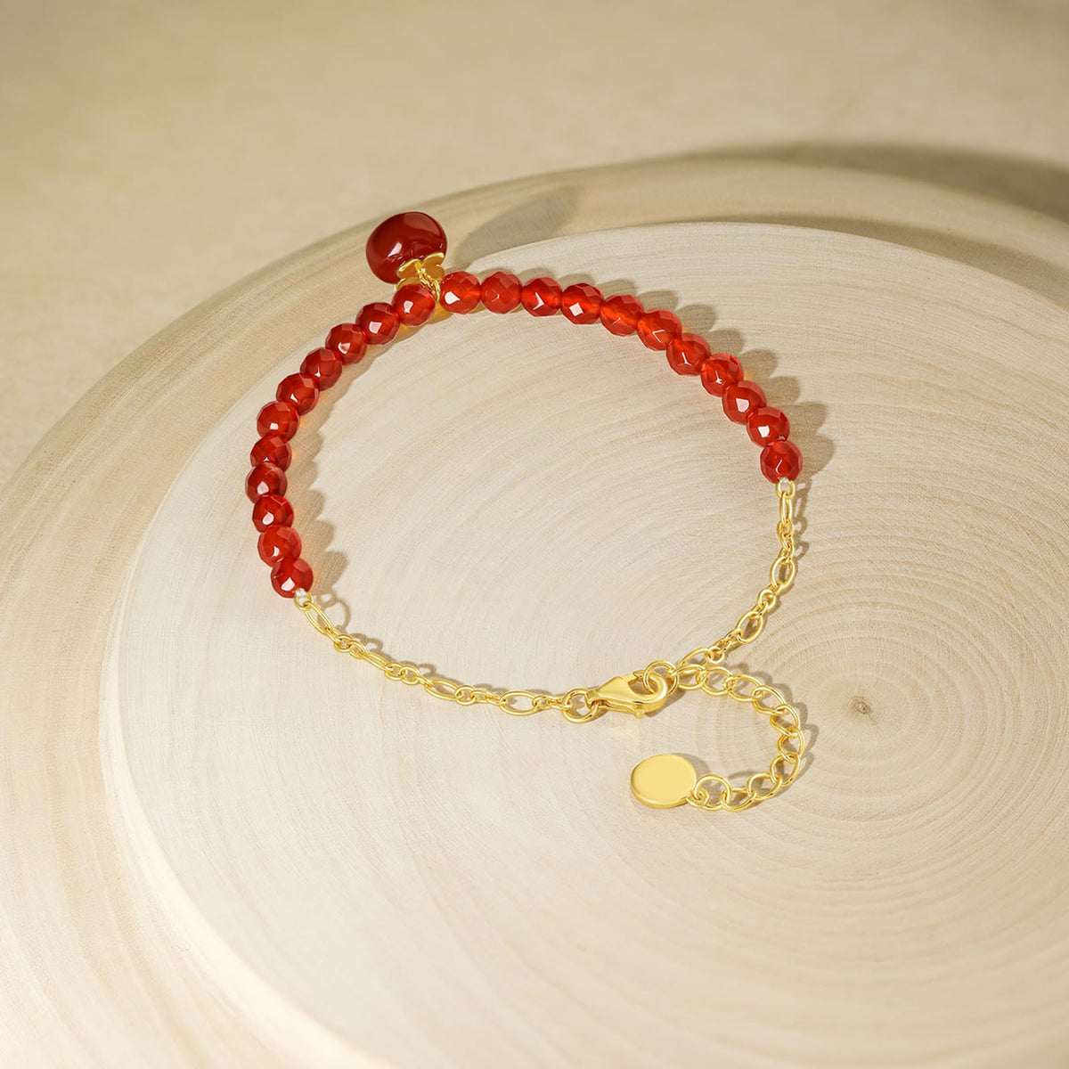 ZHOU LIU FU Sterling Silver Bracelet Red Agate Beaded Bracelet Fortune Bag Charm Bracelet Natural Gemstone Healing Jewelry for Women Mom Lover Birthday Aniversary