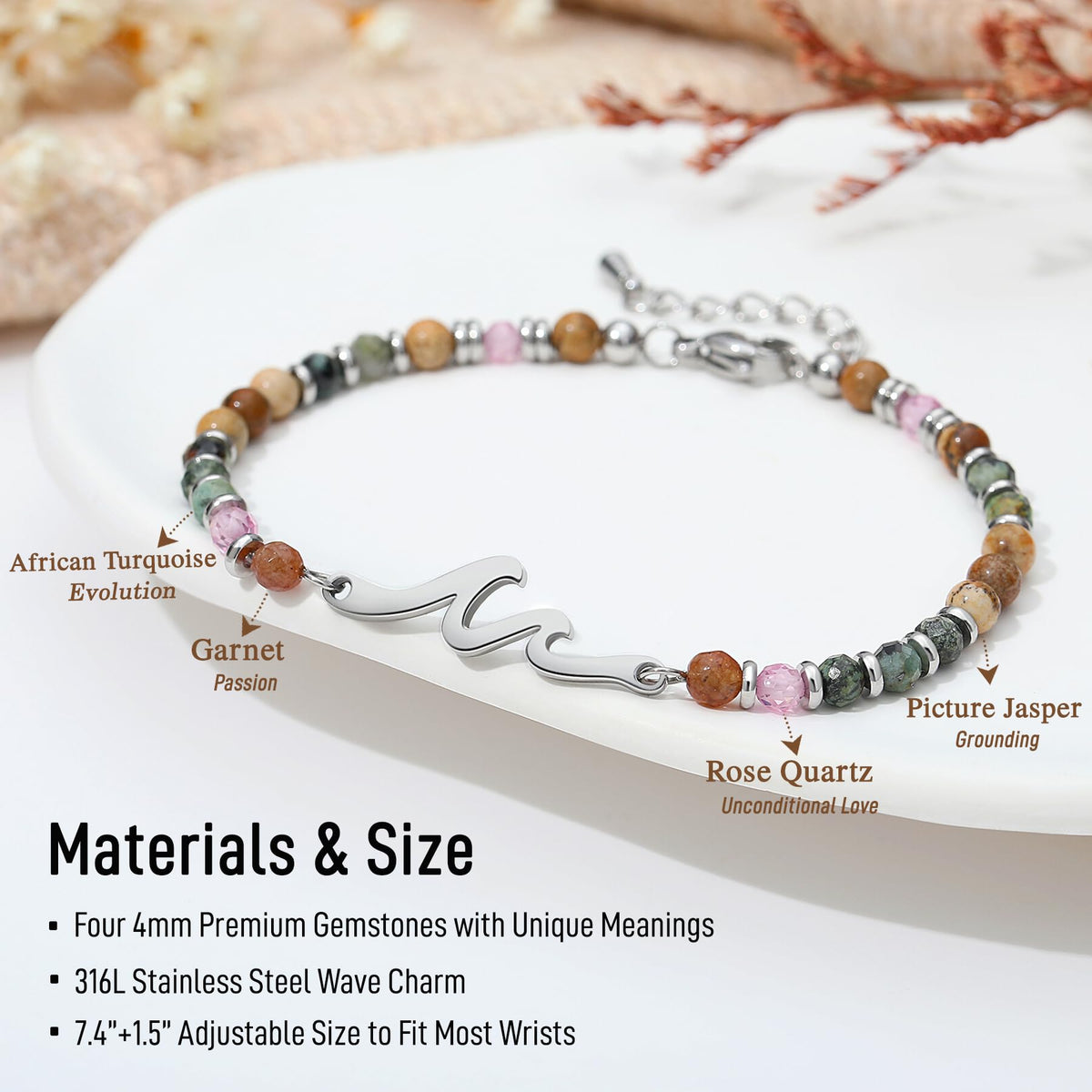 TONY & SANDY Wife Birthday Gifts, Mothers Day Gifts for Wife from Husband, Wave Bracelet for Women, Unique Wedding Anniversary Valentines Day Gift for Wives Christmas Jewelry Presents Idea