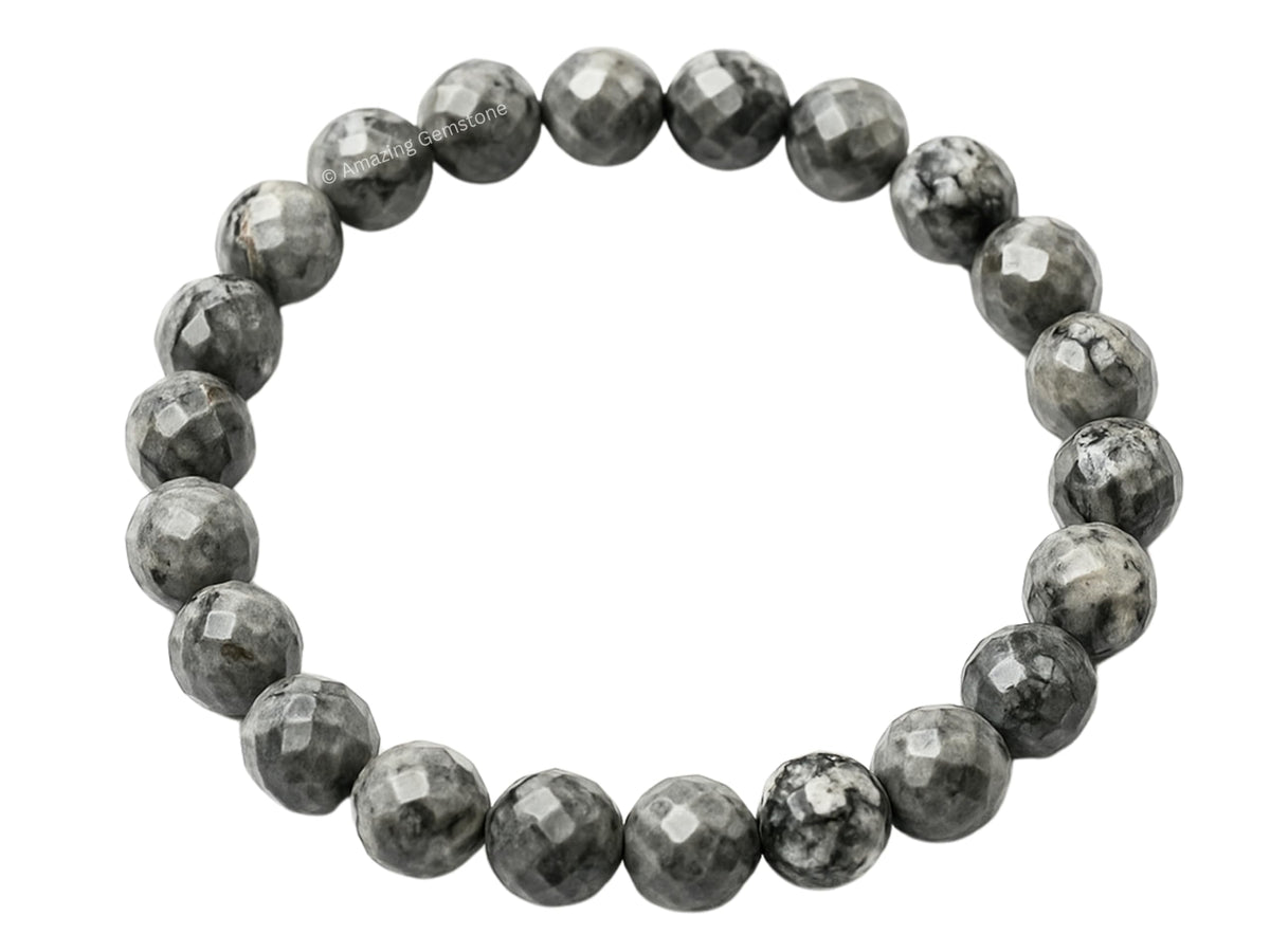 Amazing Gemstone Map Stone Bracelet for Women - Chakra Mens Bracelet Protection Crystals&Healing Stones - Blessing Bracelet Spiritual Meditation Gift (Faceted Beaded Bracelet)