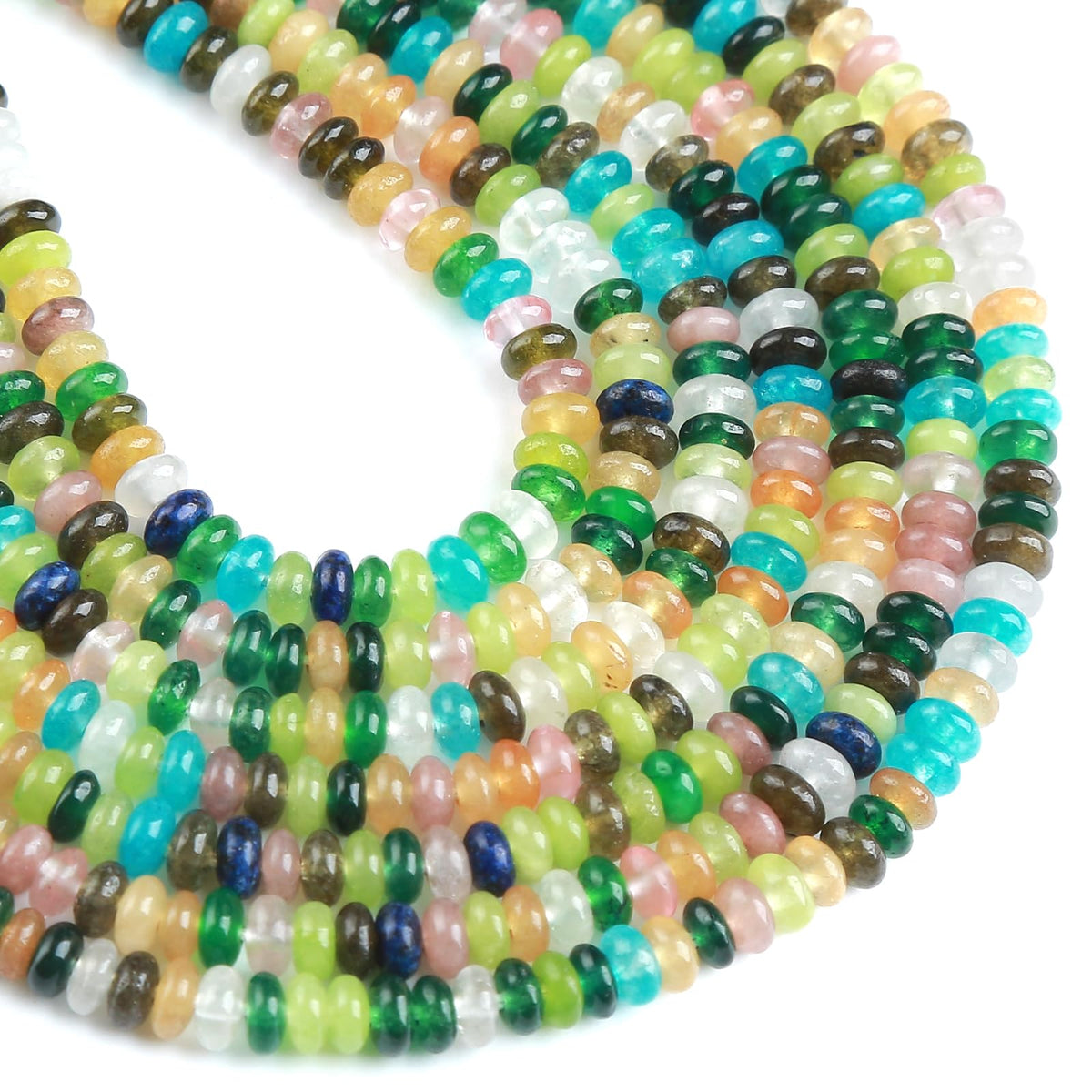 150PCS 2x4mm Natural Mix Color Stone Rondelle Beads Abacus Disk Stone Beads Round Loose Spacer Gemstone Beads for DIY Bracelet Necklace Jewelry Making