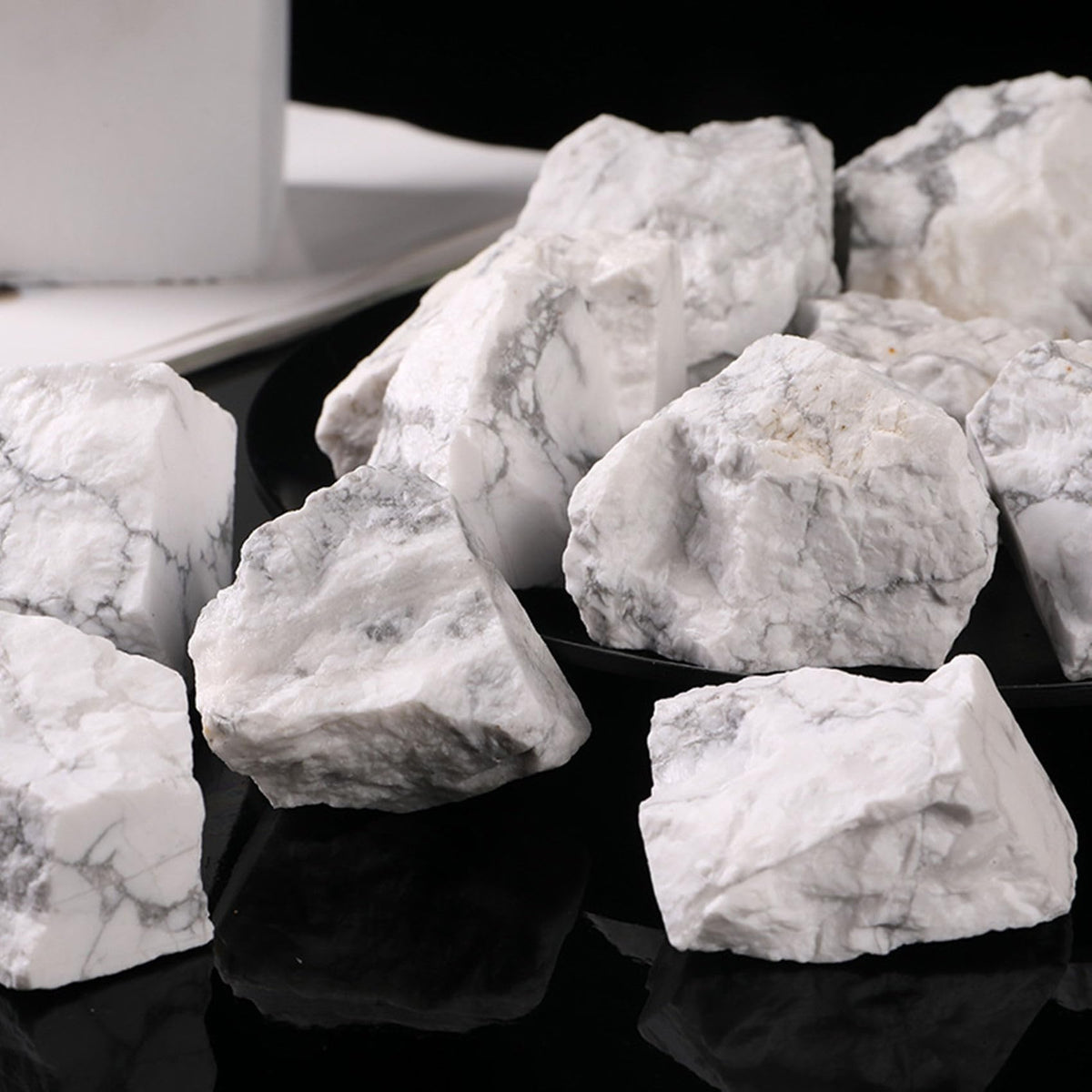 Howlite Raw Crystals Healing Crystals Natural Rough Stones 1.2-2" for Tumbling, Fountain Rocks, Yoga, Meditation, Polishin, Gift 21
