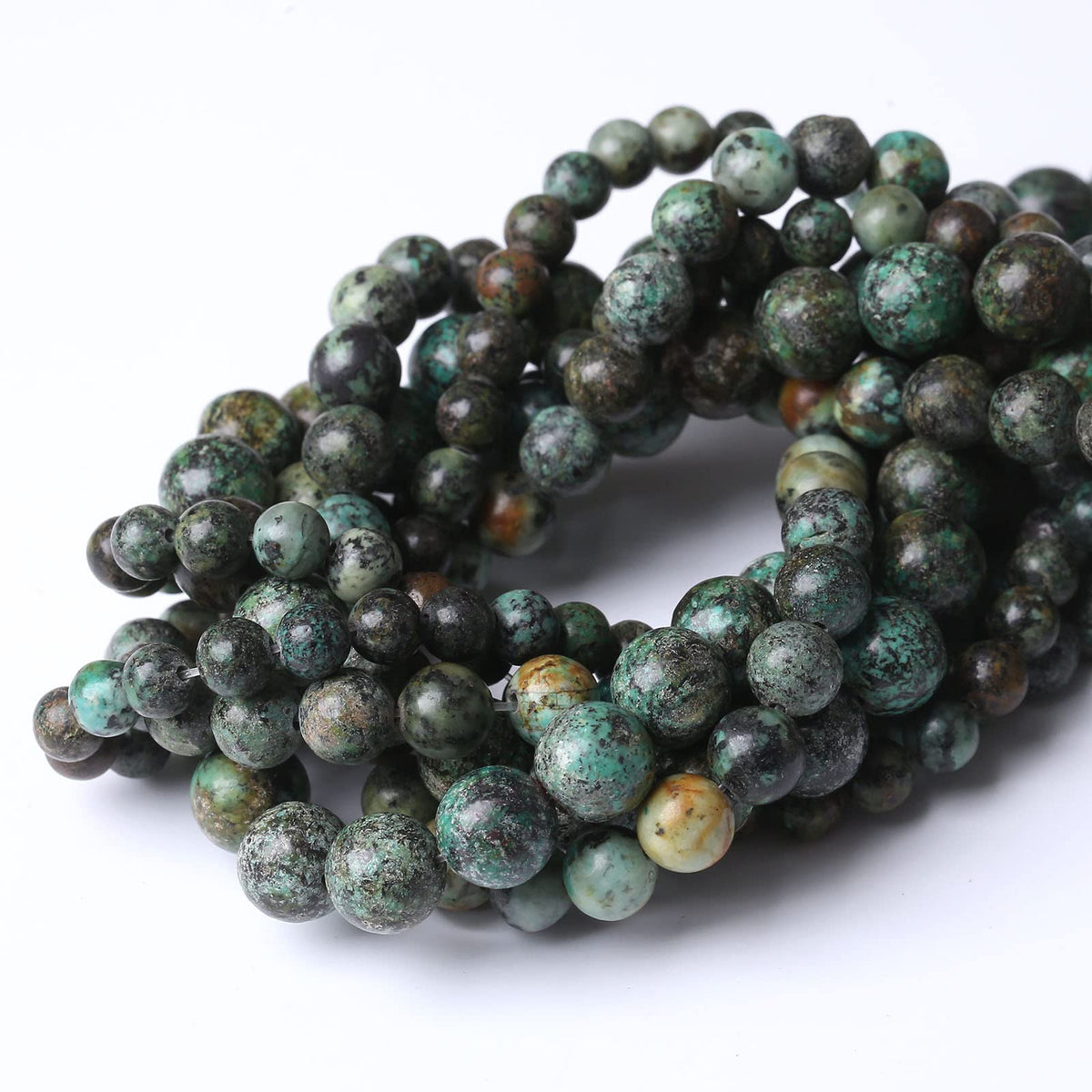 African Turquoises Stone Natural Stone Beads Gems Round Loose Beads Jewelry Making DIY Bracelet Necklace Accessory 1 Strand 32PCS 12MM 15"