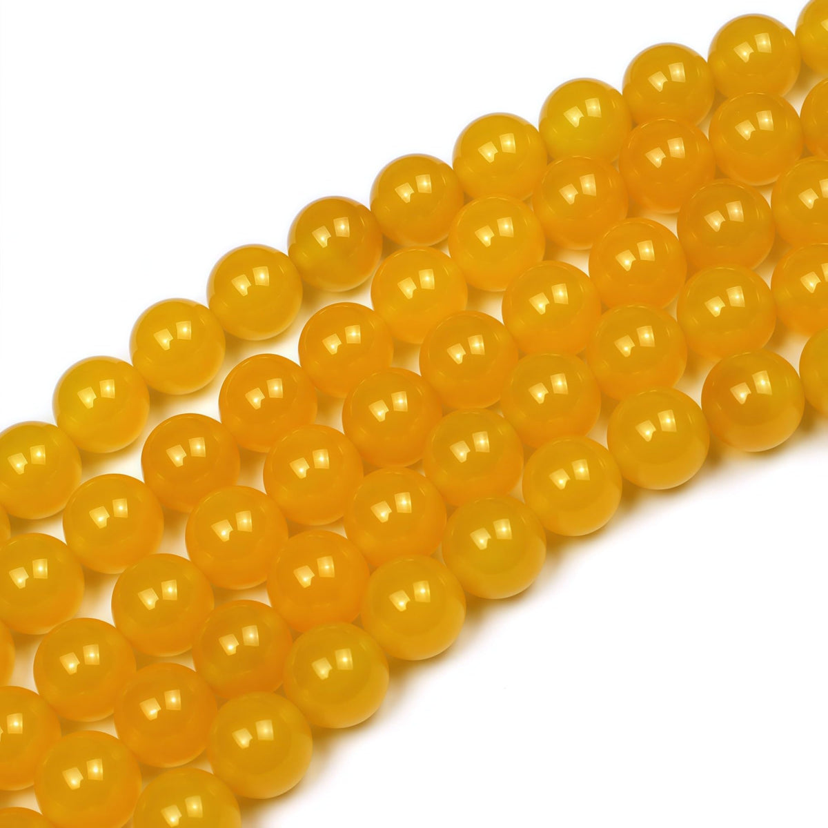 MJDCB 7A Round Natural Yellow Agate Beads Stone Loose Beads for Necklace Bracelet Charms Jewelry Making 15" (6mm)