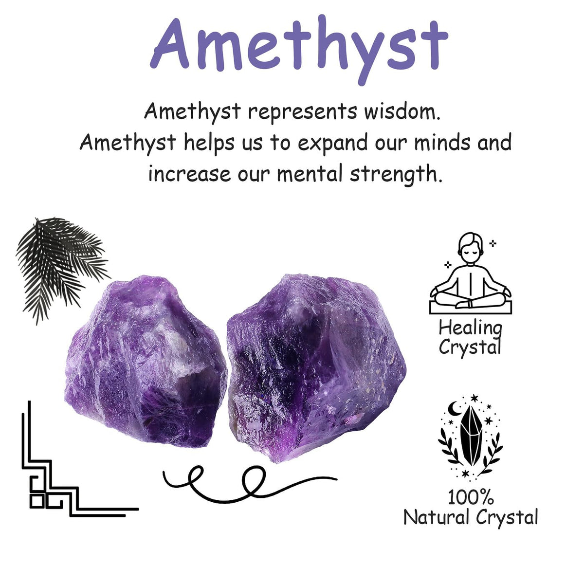NUKAYAI 2Pcs Amethyst Crystal 1.8-2.2" Large Natural Stones Raw Healing Crystals Amethyst Crystal Rocks for Tumbling Purple Rough Polishing Fountain DIY Lapidary Cabbing Wire Wrapping Reiki Wicca Rock